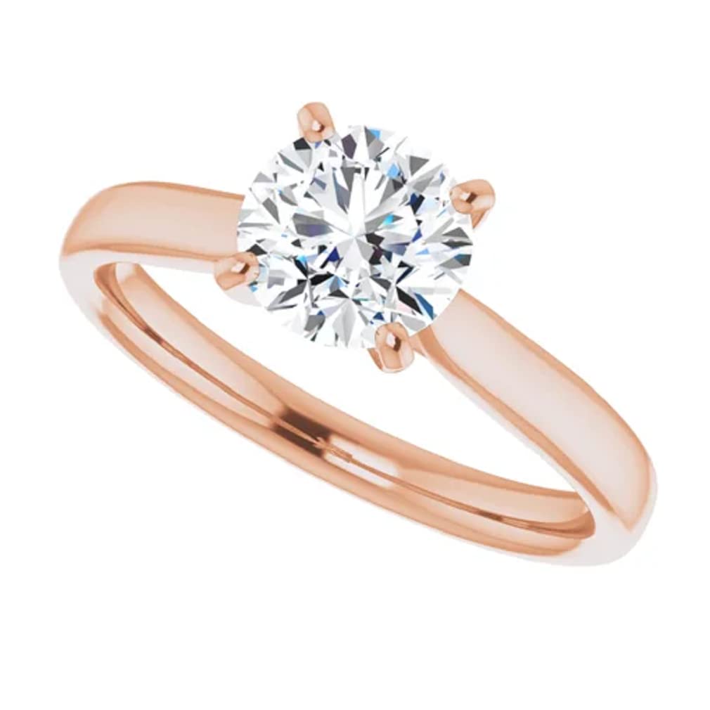 10K Solid Rose Gold Handmade Engagement Ring - 1.0 CT Round Cut Moissanite Solitaire Wedding Band for Women - Perfect for Proposals, Anniversaries & Bridal Jewelry Gifts