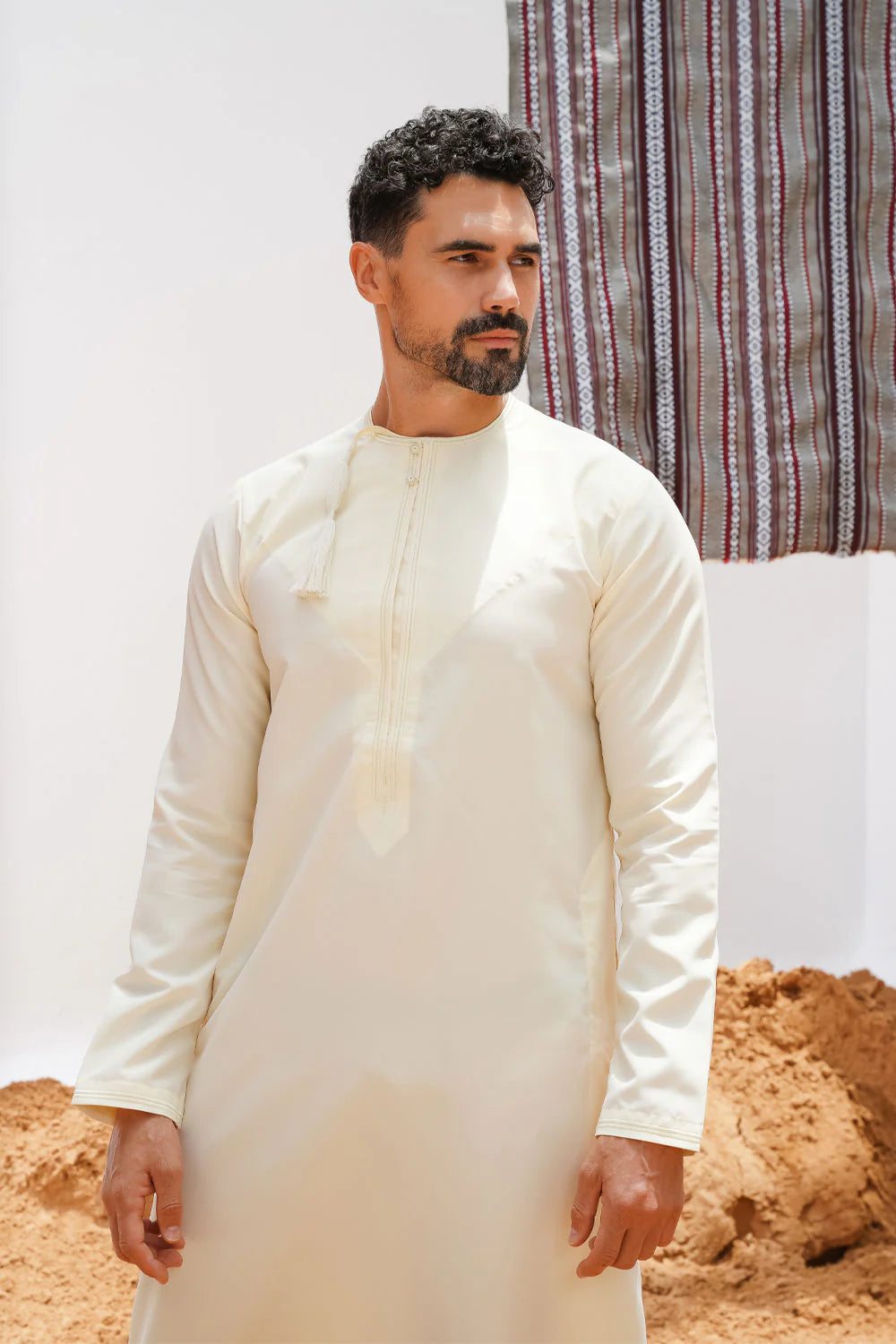 Premium Faris Omani Thobe/Jubba for Men - Traditional Yellow Embroidered Arabic Robe - Perfect for Eid, Weddings & Special Occasions