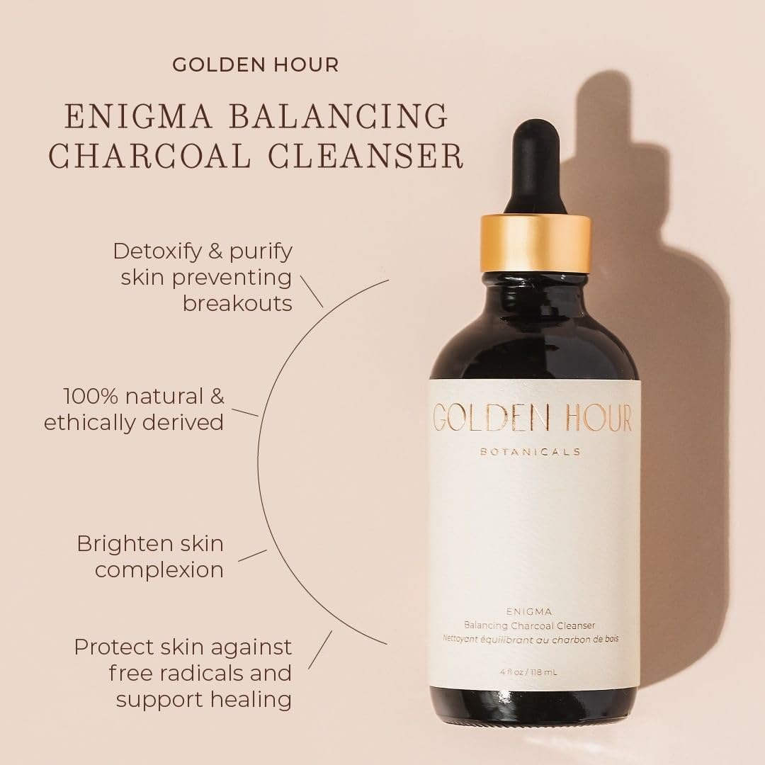 All Natural Organic Skin Care Products Made in USA - Vegan & Cruelty-Free Charcoal Cleansing Gel with Hyaluronic Acid, 4oz/118ml - Deep Pore Cleanser for Oily & Acne-Prone Skin - Perfect for Daily Face Wash Routine & Detoxifying Skincare Regimen