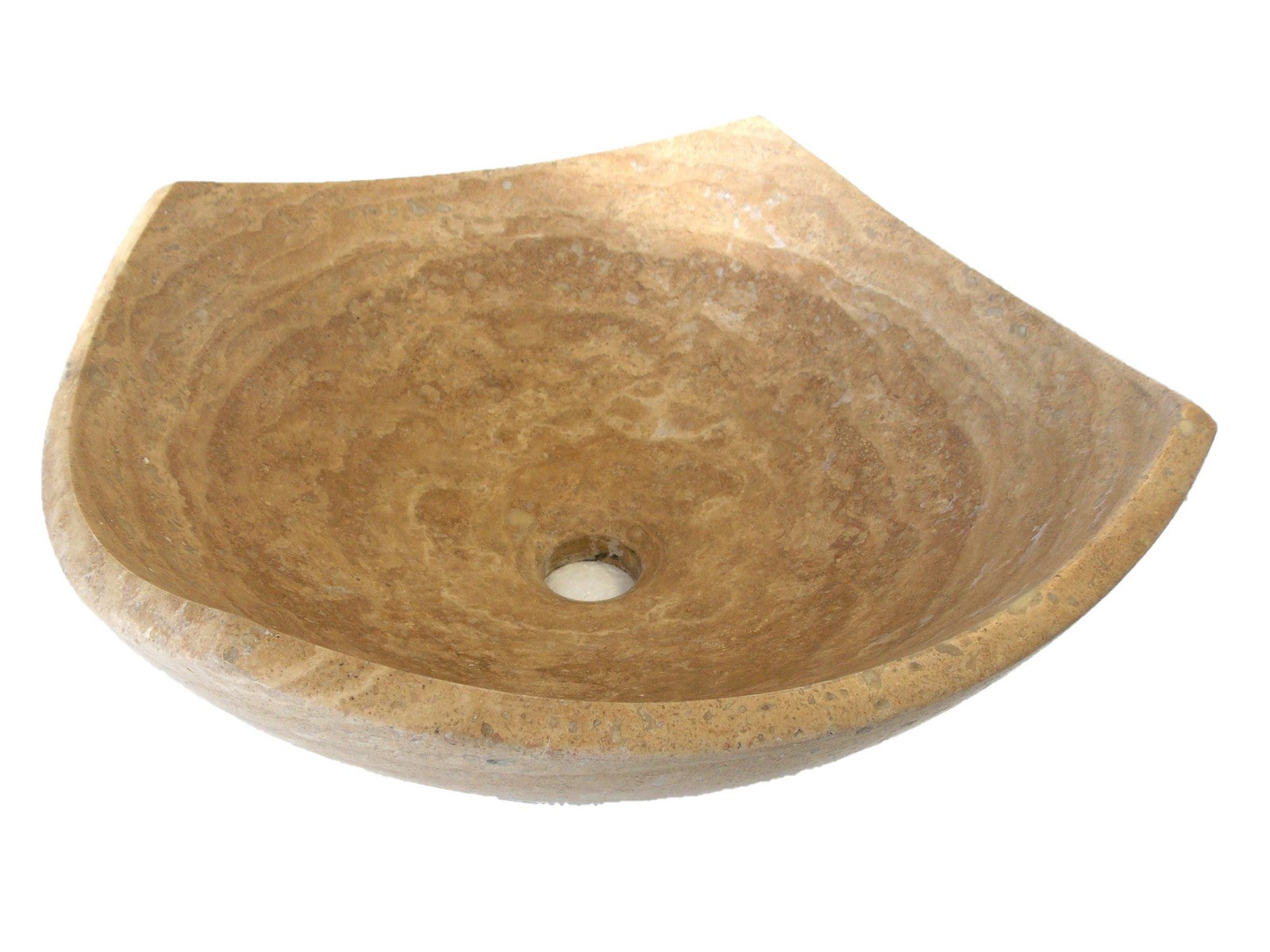 Arched Edges Travertine Vessel Sink - Natural Stone Bathroom Sink for Modern & Rustic Vanities, Farmhouse & Spa Bathroom Decor