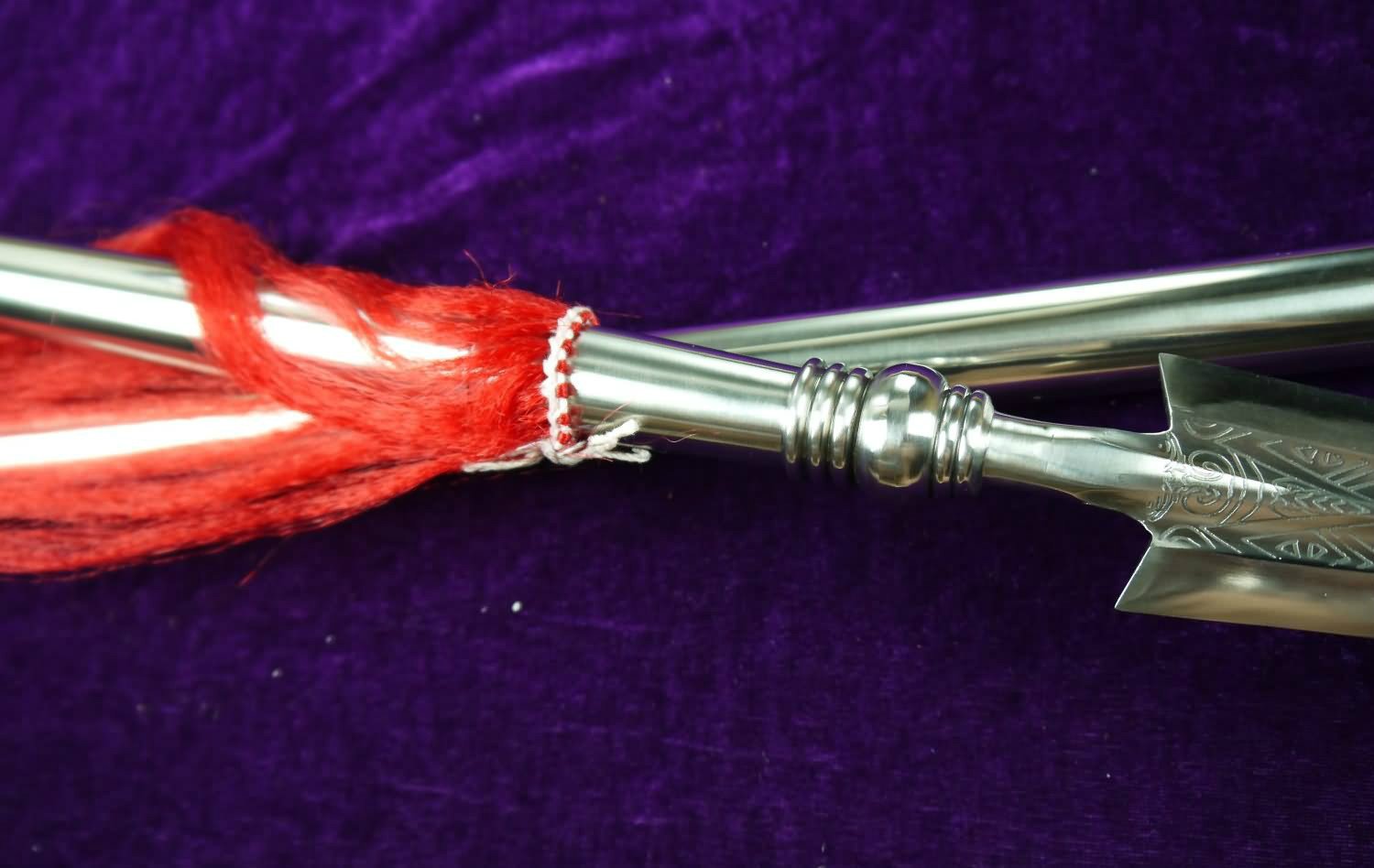 Handmade Stainless Steel Taiji Spear - Traditional Wushu Martial Arts Weapon with Carved Patterns & Detachable Steel Pipe - Perfect for Kung Fu Training, Tai Chi Practice & Martial Arts Performances