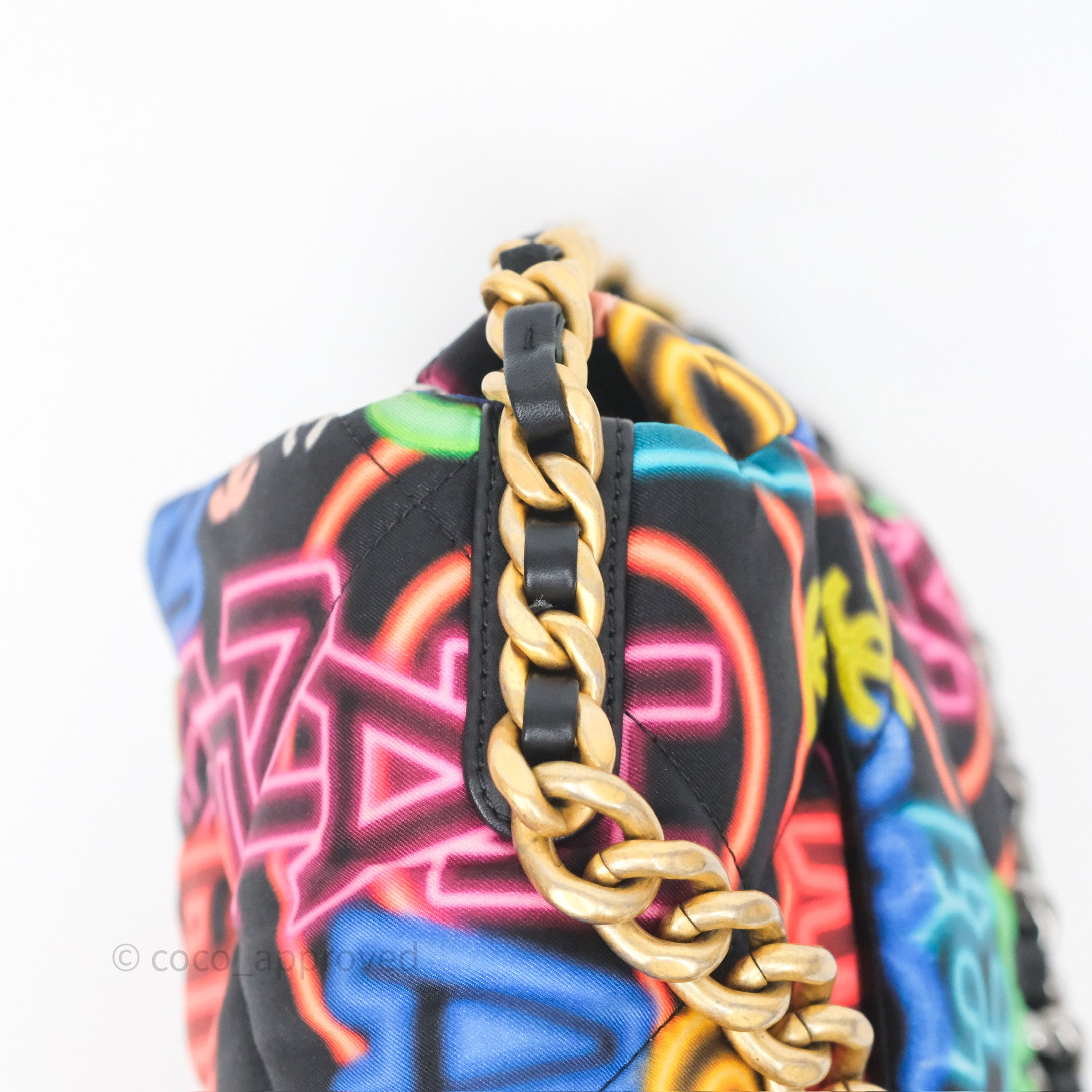 Chanel 19 Small Handbag Black Multicolor Fabric Printed Mixed Hardware - Luxury Designer Crossbody Bag for Women, Perfect for Date Night & Evening Events