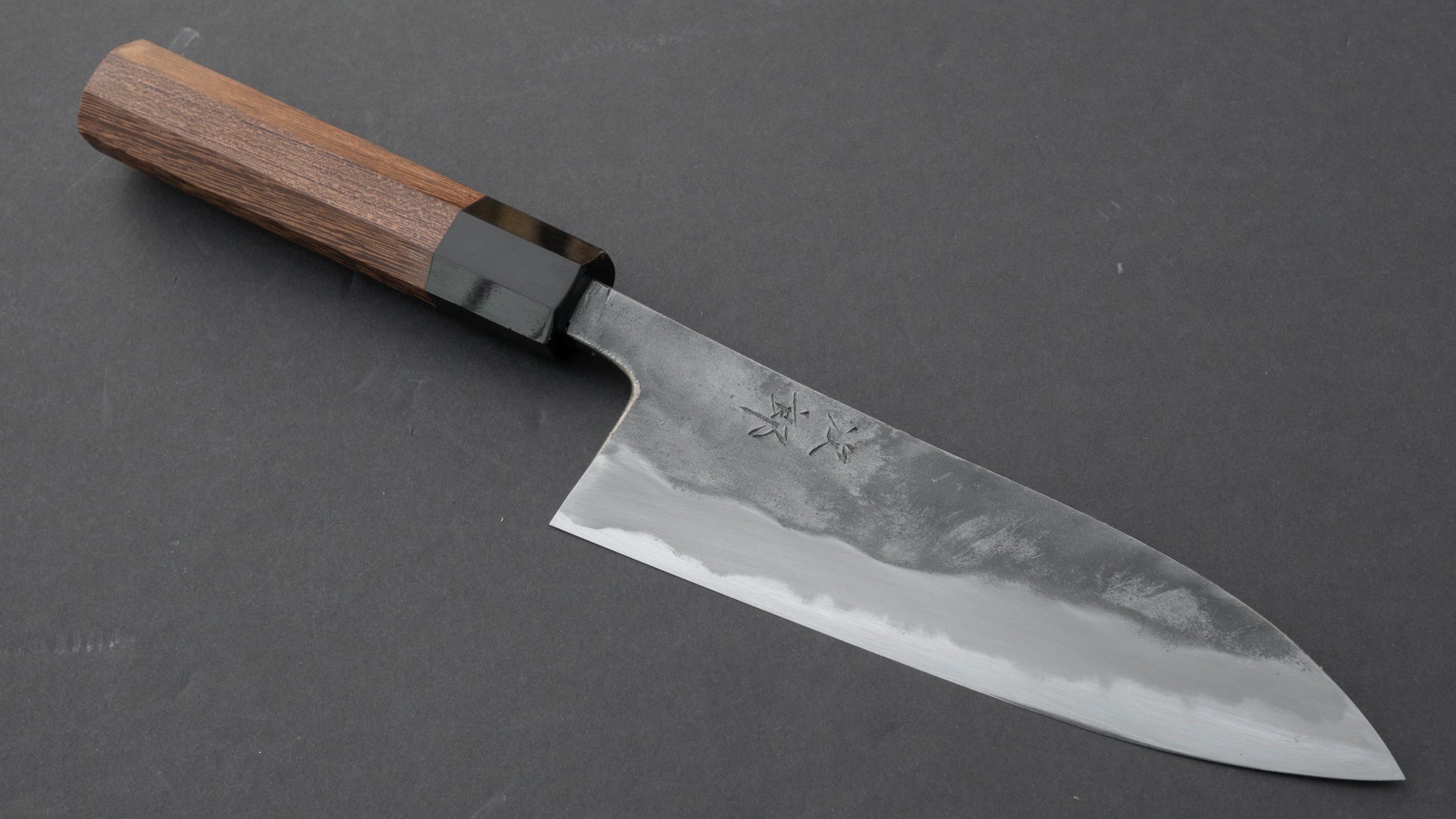 Premium Jiro Tsuchime Wa Santoku Knife 165mm - Japanese High Carbon Steel Blade with Taihei Tagayasan Wood Handle (#050) - Perfect for Slicing, Dicing & Chopping Vegetables, Meat & Fish in Professional & Home Kitchens