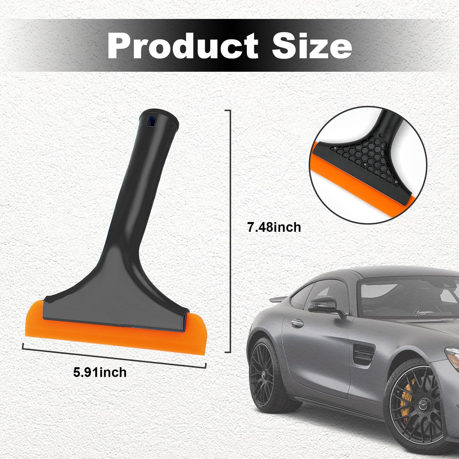 Ziciner 5.9 Inch Small Silicone Window Squeegee - Water Blade Scraper for Car Windshield, Auto Glass, Mirrors & Home Cleaning - Non-Slip Handle Multi-Purpose Cleaner (Black) - Perfect for Rainy Days, Car Wash & Household Window Cleaning