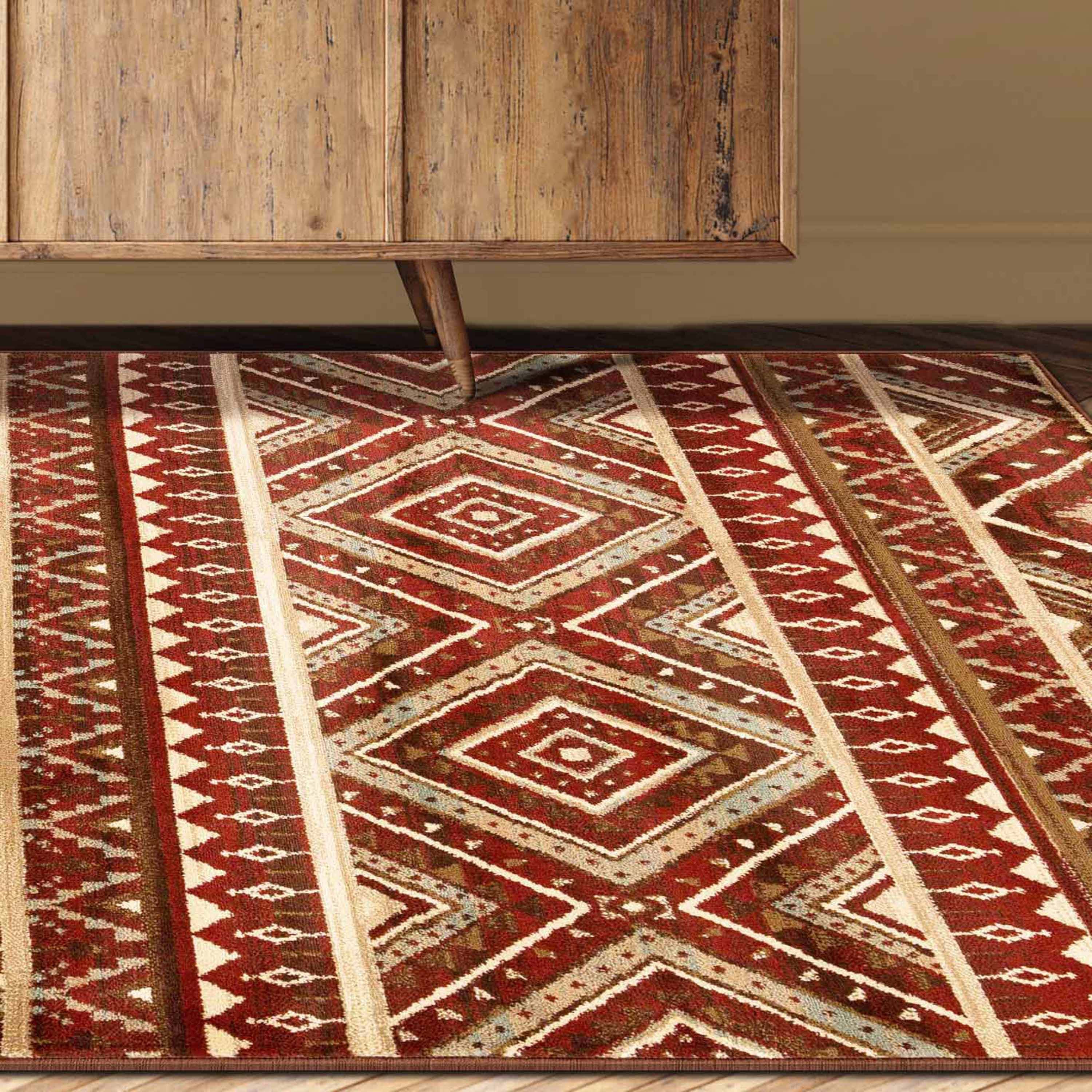 Southwestern Rustic Medallion Indoor Area Rug - Non-Slip Boho Chic Runner for Living Room, Bedroom & Entryway Decor