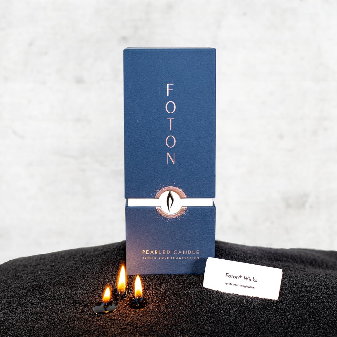 Foton Pearled Candle 18oz - Black Unscented Non-Toxic Long-Lasting Powder Candles (120 Hours Burn Time) - Refillable Candle Sand with 30 Wicks for DIY Candle Making - Perfect for Home Decor, Weddings & Relaxation