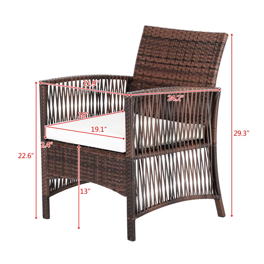 4-Piece Patio Furniture Set, Outdoor Rattan Sofa Set with Coffee Table & Soft Cushions, All-Weather Wicker Sectional with Tempered Glass Table for Poolside, Garden, Balcony or Backyard (Brown) - Perfect for Relaxing, Entertaining & Outdoor Dining