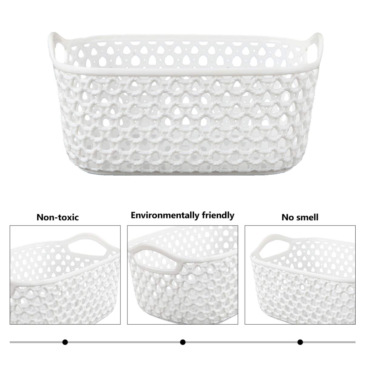 5-Piece Plastic Storage Baskets Set - Foldable Clothes Organizer & Kitchen Container for Home Organization | Ideal for Bedroom, Bathroom, Pantry & Laundry Room Storage Solutions