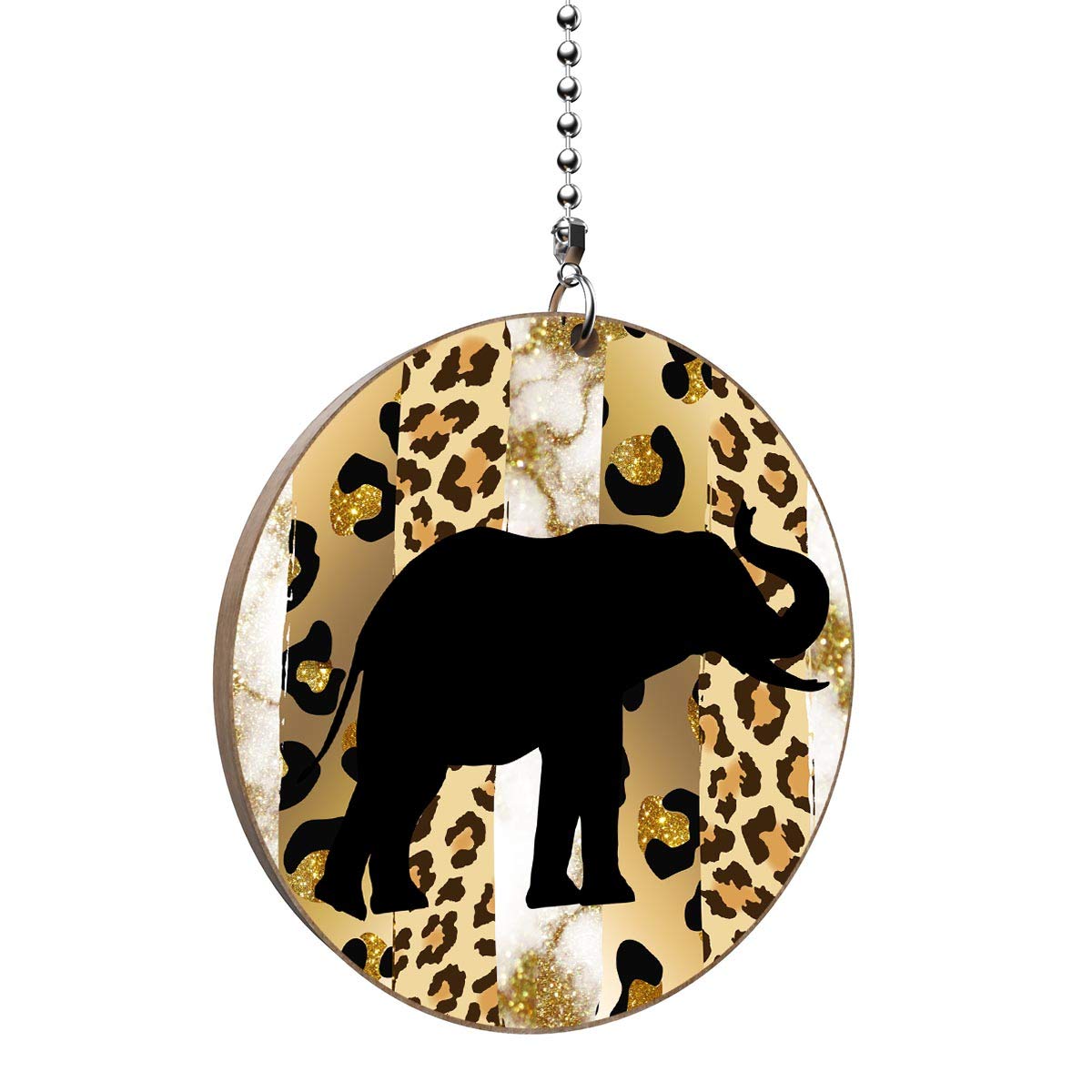 Elephant Safari Silhouette Hardwood Ceiling Fan Pull Chain - Vintage Style Ceiling Fan Light Switch Replacement for Home, Bedroom, Living Room Decor