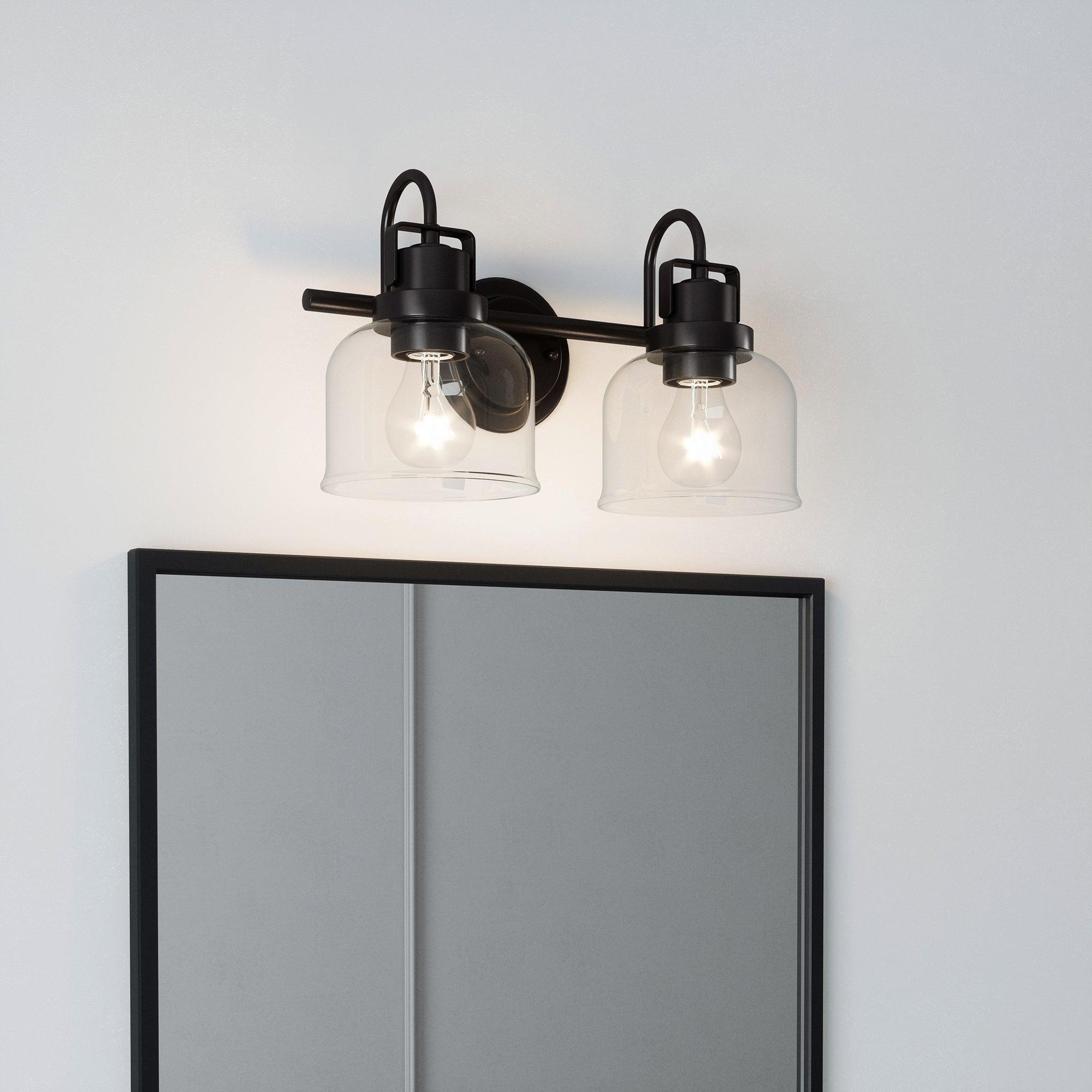 Brighton 2-Light Dark Bronze Dimmable Bathroom Vanity Light Fixture - Perfect for Modern Bathroom Makeovers & Spa-Like Ambience