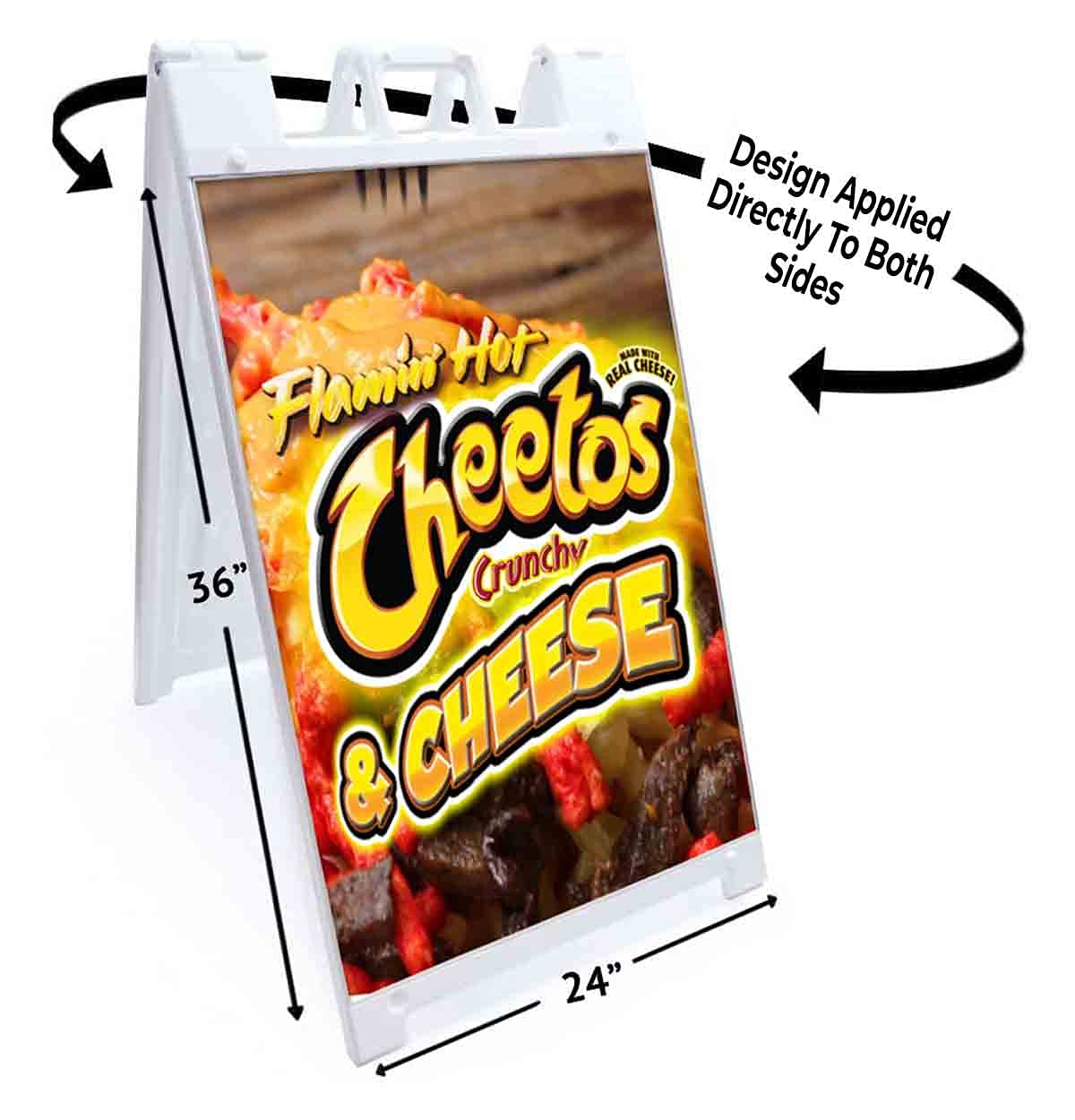 Hot Cheese Snack A-Frame Sidewalk Sign (24x36 Inches) - Weatherproof Outdoor Advertising Board with Pre-Applied Decal | Perfect for Restaurants, Food Trucks & Retail Promotions