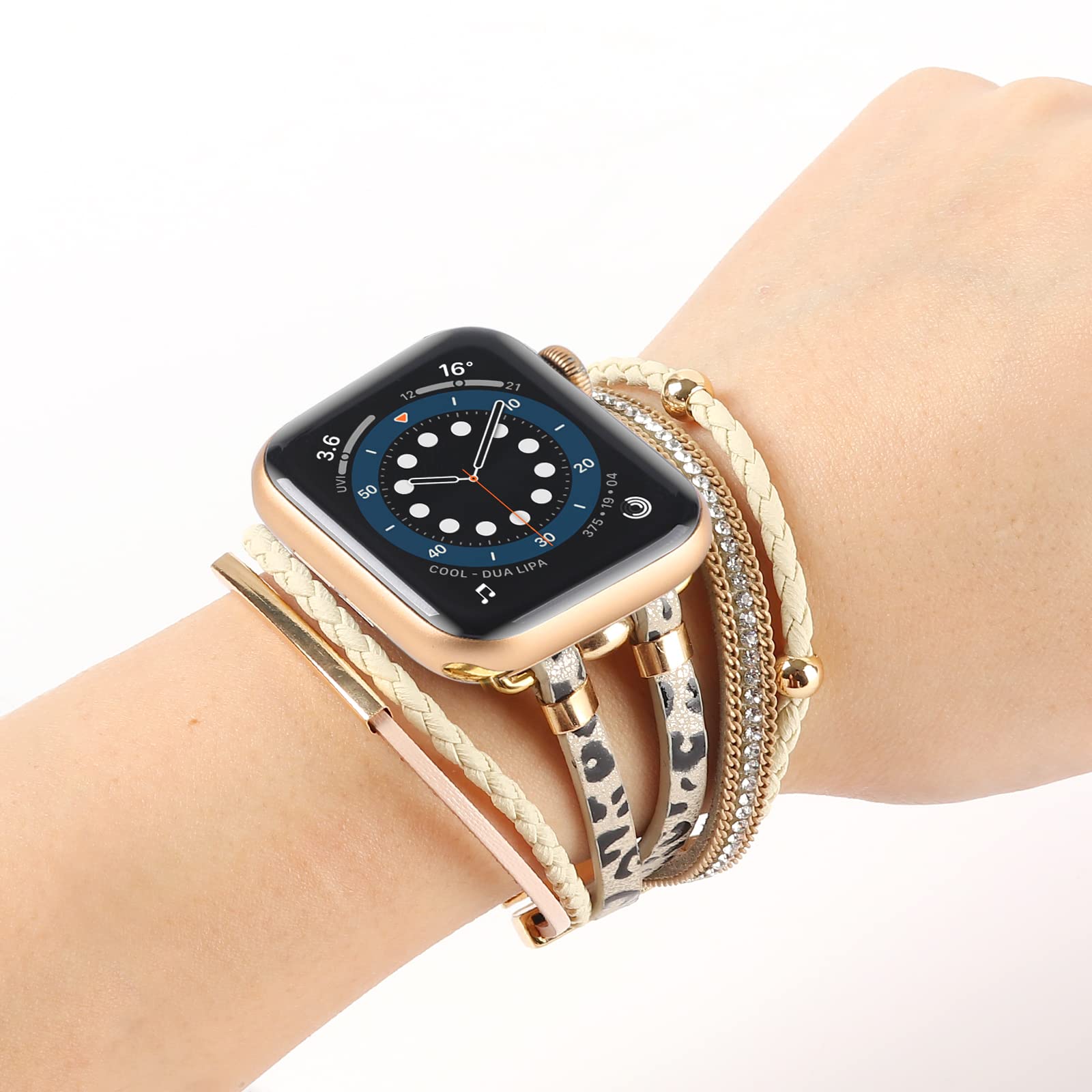 WONMILLE Genuine Leather Bands for Apple Watch 41mm 40mm 38mm 45mm 44mm 42mm 49mm - Boho Bracelet Strap Compatible with iWatch Series Ultra 10 9 8 7 6 5 4 3 2 1 SE - Perfect for Workouts, Office Wear & Casual Fashion Accessories