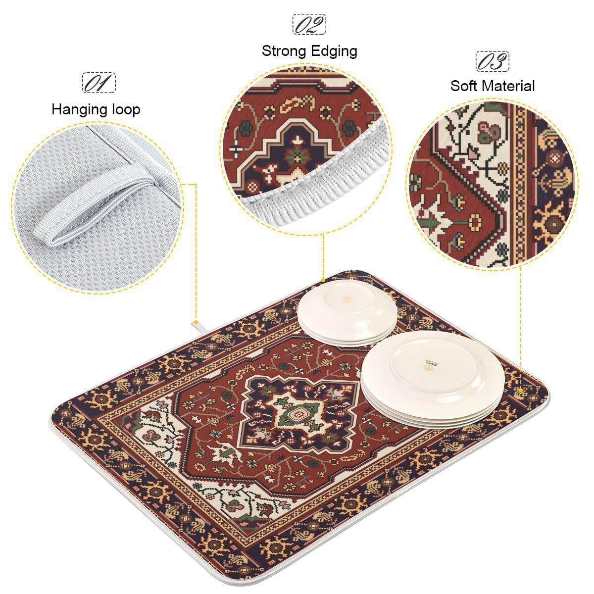 Persian Tribal Texture Dish Drying Mat 18