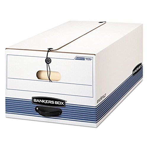 Legal Size Button Tie File Storage Box - White & Blue - 12 Pack/Carton - Perfect for Office, Home & School Organization
