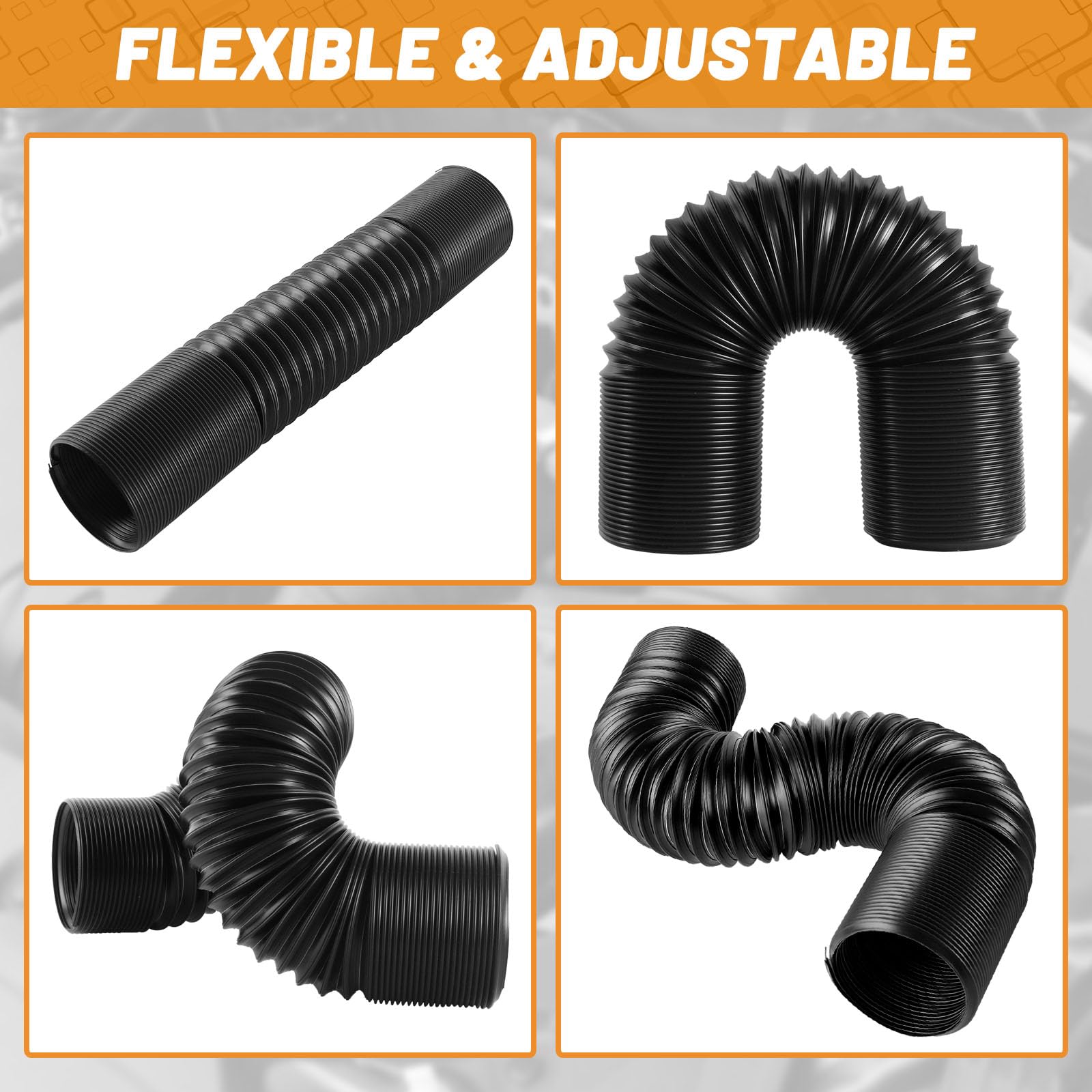 2.5 Inch Universal Cold Air Intake Pipe - Flexible Aluminum Duct Hose (9.5