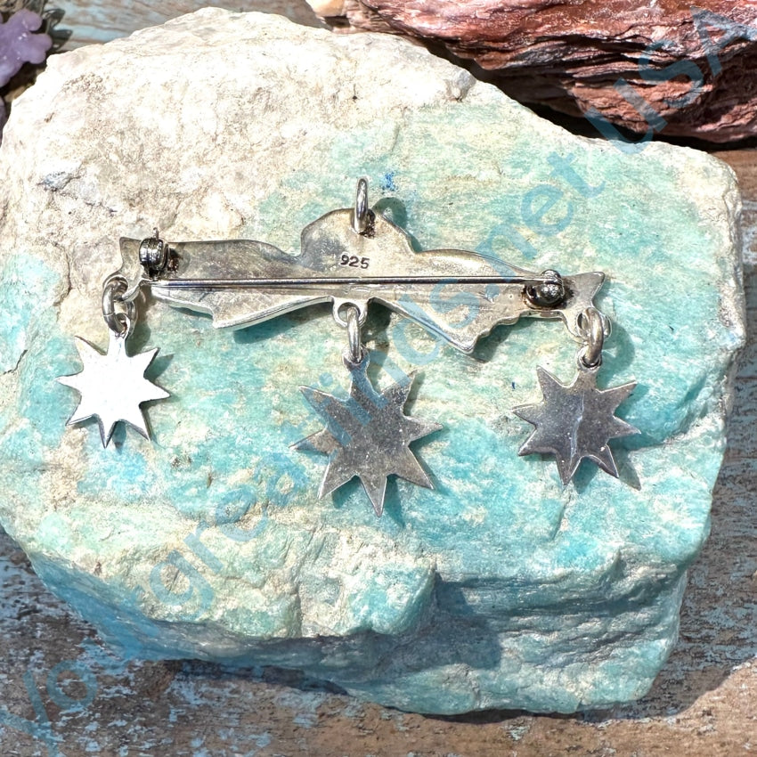 Vintage Angel Stars Pendant Pin - Sterling Silver Jewelry for Women, Elegant Gift for Christmas, Birthday & Special Occasions