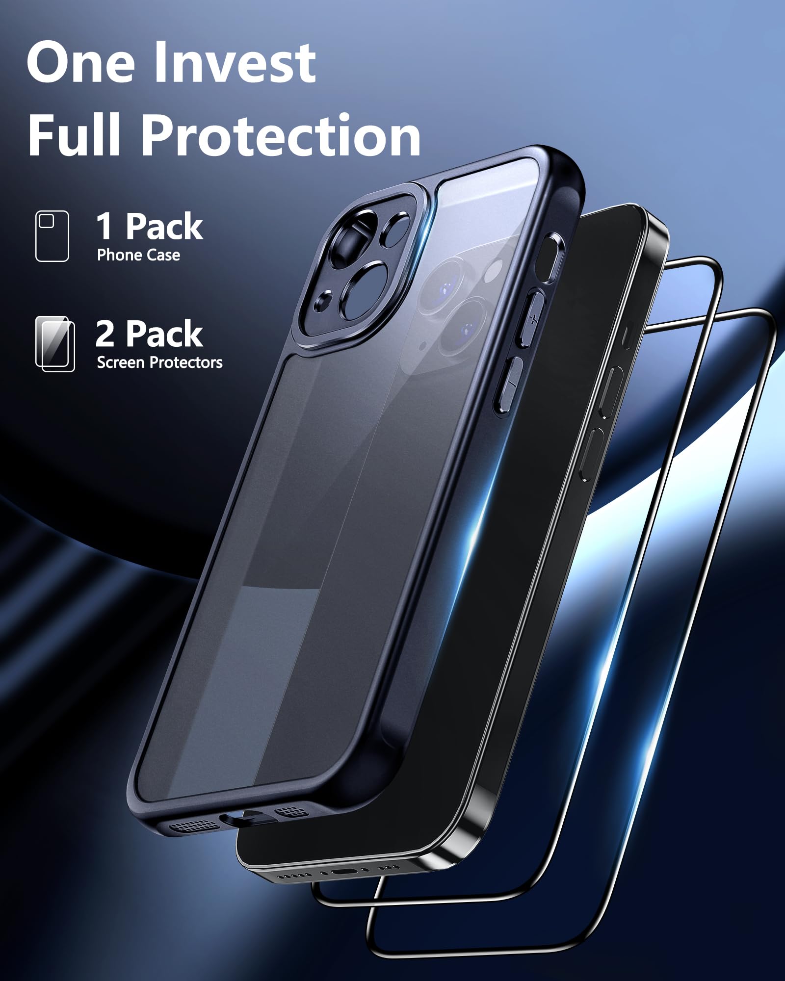 Premium iPhone 15 Plus Case with Full Camera Protection - Includes 2X Tempered Glass Screen Protectors, Anti-Slip Matte Finish, Shockproof Slim Design for Men & Women (Black) - Perfect for Daily Use, Travel & Outdoor Activities