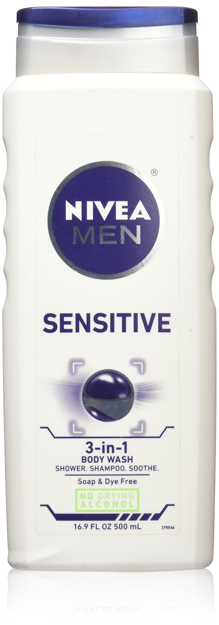 Nivea Men Sensitive Skin Body Wash - 16.9 Fl Oz (500ml) - Gentle Cleansing & Hydration for Dry, Irritated Skin - Perfect for Shower & Post-Workout Use
