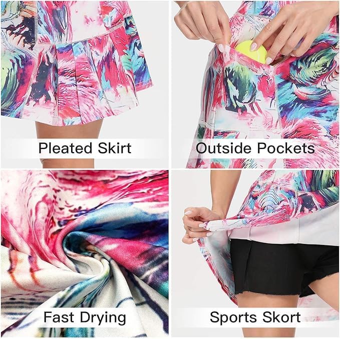 WOWENY Women's High Waist Athletic Skorts with Pockets - Tennis & Golf Skirt for Running, Workout & Casual Wear - Perfect for Sports, Gym & Outdoor Activities