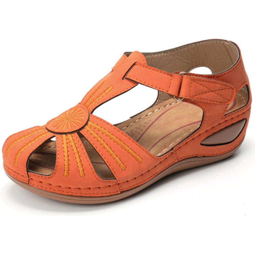 VIMISAOI Women's Comfortable Cutout Hook and Loop Summer Athletic Wedge Sandals - Breathable Walking Shoes for Beach, Gym & Casual Outings