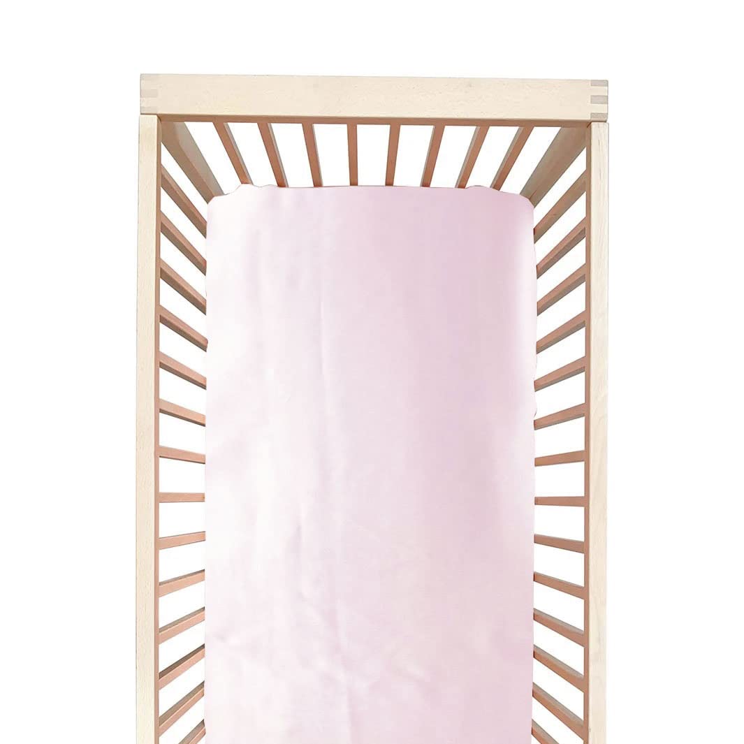 100% Mulberry Silk Baby Crib Sheet - Hypoallergenic Fitted Crib Mattress Cover 28x52 Inches for Boys & Girls | Ultra Soft, Breathable Silk Crib Bedding | Perfect for Sensitive Skin & Reducing Hair Friction (Light Pink) - Ideal for Nursery, Baby Shower Gifts & Newborn Sleep Comfort