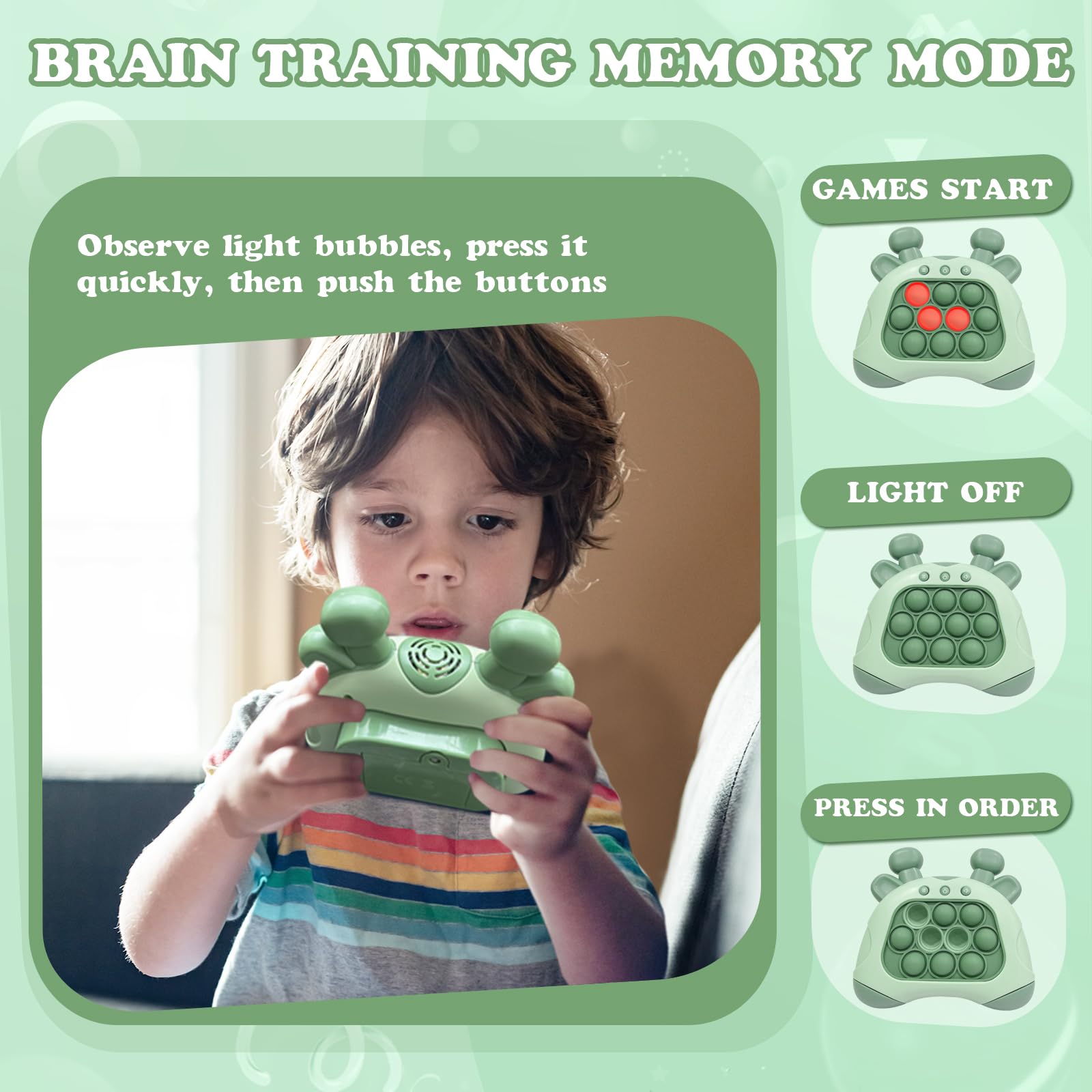 Quick Push Pop Fidget Toys - Light Up Bubble Popper Game for Stress Relief & Decompression | St. Patrick's Day Special Edition | Handheld Travel Game Console for Kids & Adults | Perfect for Anxiety Relief, Office Breaks & Road Trips