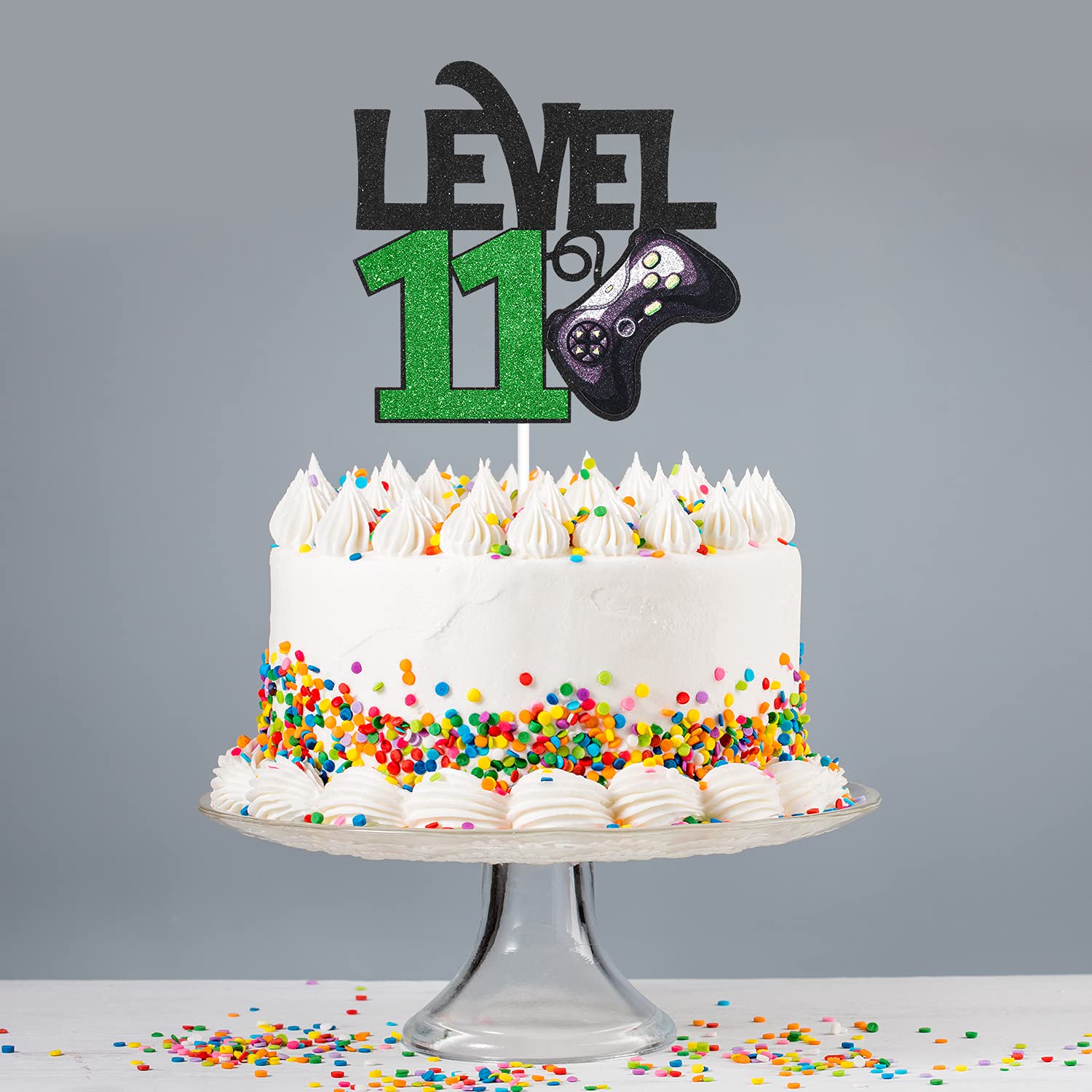 Level 11 Game Birthday Cake Topper - Video Game Themed 11th Birthday Party Supplies for Boys - Gaming Cake Decorations for Level Up Party & Winner Celebration - Perfect for Gaming Birthday Cakes, Streamer Parties & Esports Events