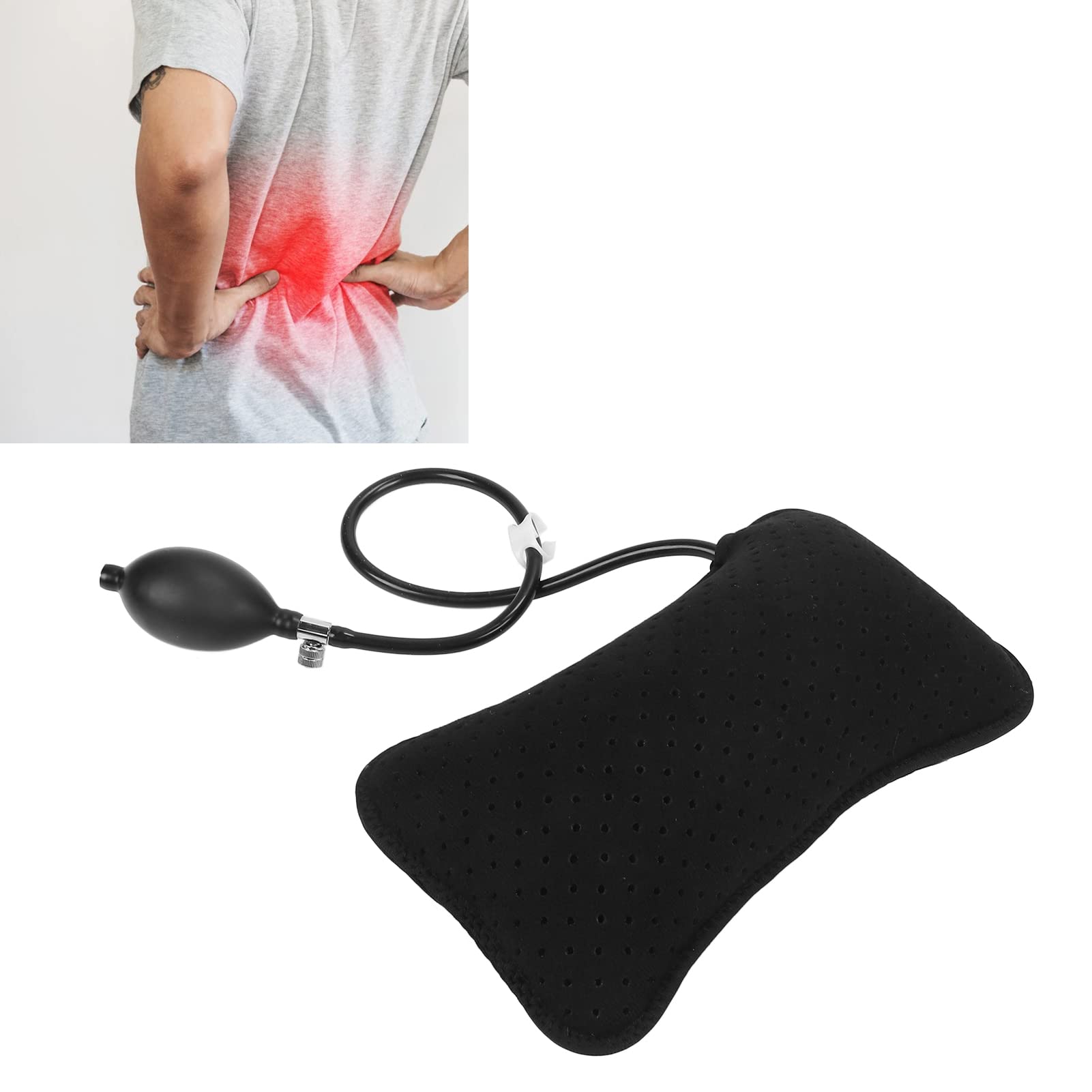 Best Inflatable Lumbar Support Pillow for Back Pain Relief - Memory Foam Travel & Car Pillow - Portable Lower Back Cushion for Office Chair, Long Driving, Sleeping & Waist Support - Ideal for Home, Work & Travel Use