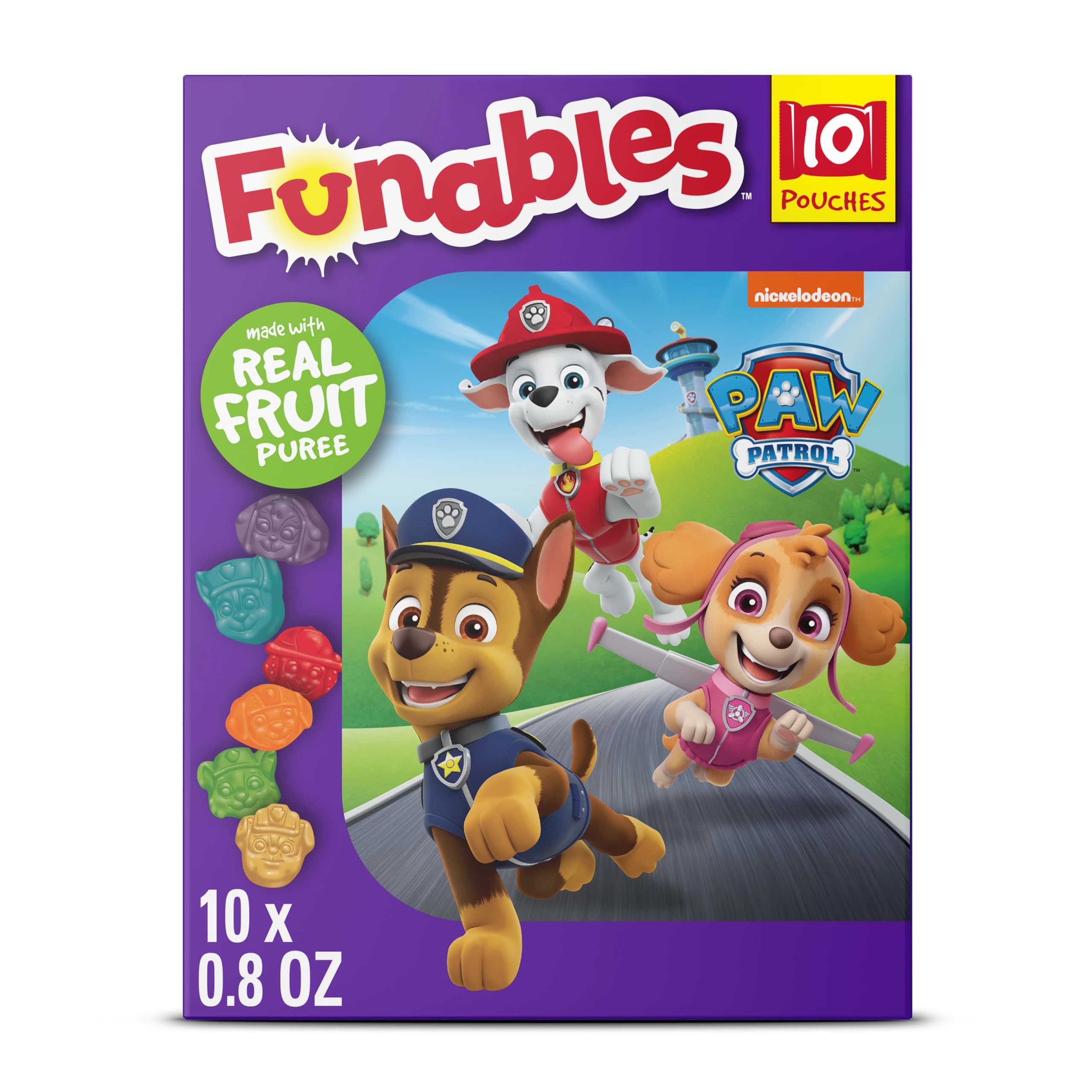 Funables PAW Patrol Fruity Snacks - Assorted Fruit Flavored Snacks, 0.8 oz (10 Count) - Perfect for Kids Lunch Boxes, School Snacks & On-the-Go Treats