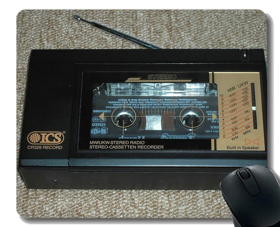 Custom Vintage Tape Recorder Mouse Pad - Non-Slip Rubber Desk Mat for Computers & Office - Perfect for Gaming, Workstations & Home Office Decor