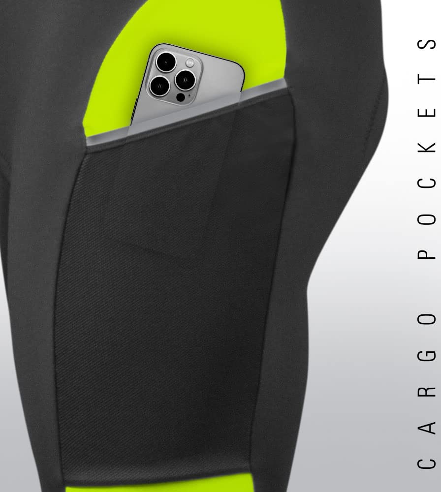 Men's Thermal Brushed Fleece Cycling Tights with Pockets & Reflective Details - All Day Comfort for Winter Biking - Made in USA - Perfect for Cold Weather Commuting, Road Cycling & Indoor Training