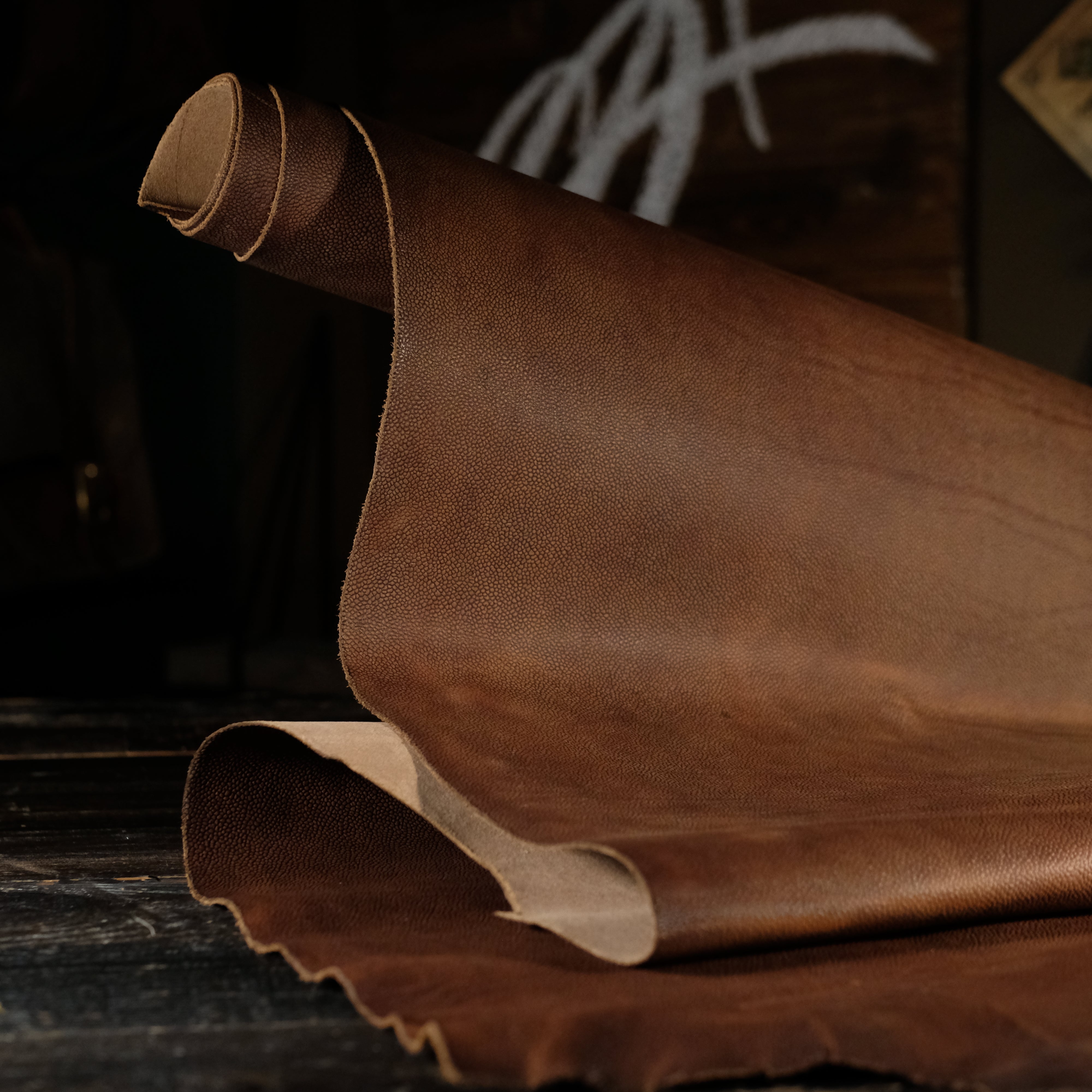 Premium Horween Brown CHXL Scotch Print Leather (5-6oz) - Ideal for Wallets, Belts & Handcrafted Leather Goods
