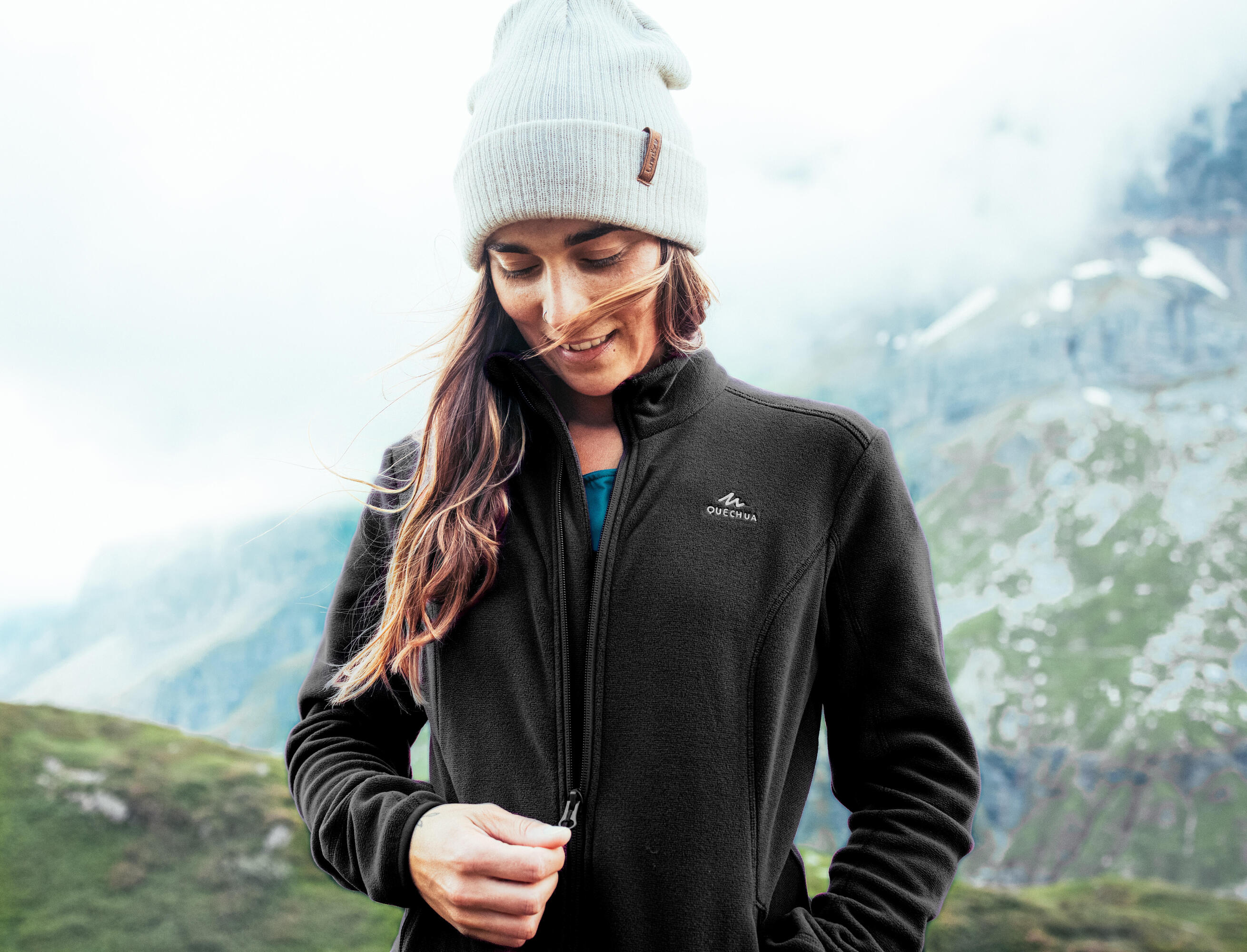 Quechua Women's MH120 Fleece Jacket - Warm Winter Outdoor Jacket for Hiking, Camping & Casual Wear
