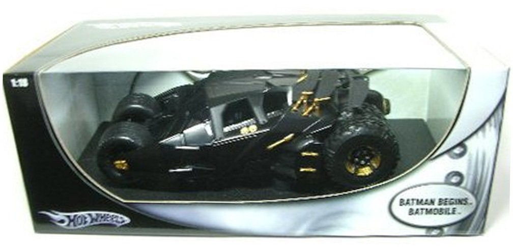 Hot Wheels Batman Begins Batmobile 1/18 Scale Diecast Model Car - Collectible Black Replica for DC Fans & Movie Enthusiasts - Perfect for Display, Gifts, and Action Play