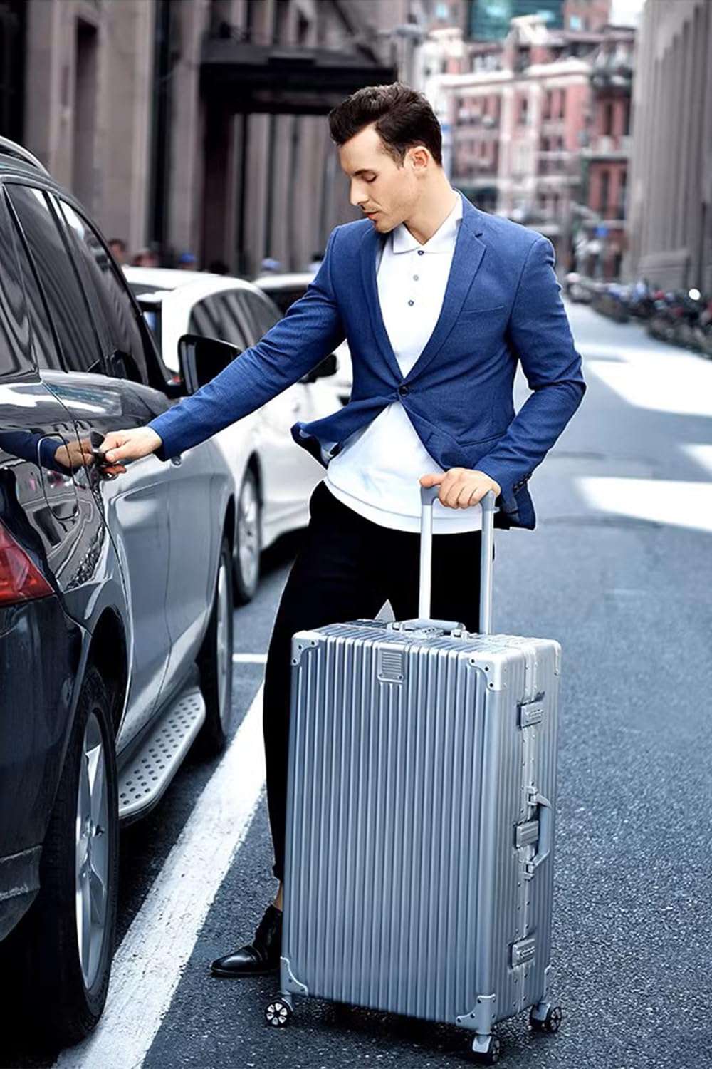HotWay 28 Inch Large Checked Luggage - Aluminum Frame PC Hard Shell Suitcase with 360° Spinner Wheels & TSA Lock - Perfect for International Travel, Business Trips & Family Vacations