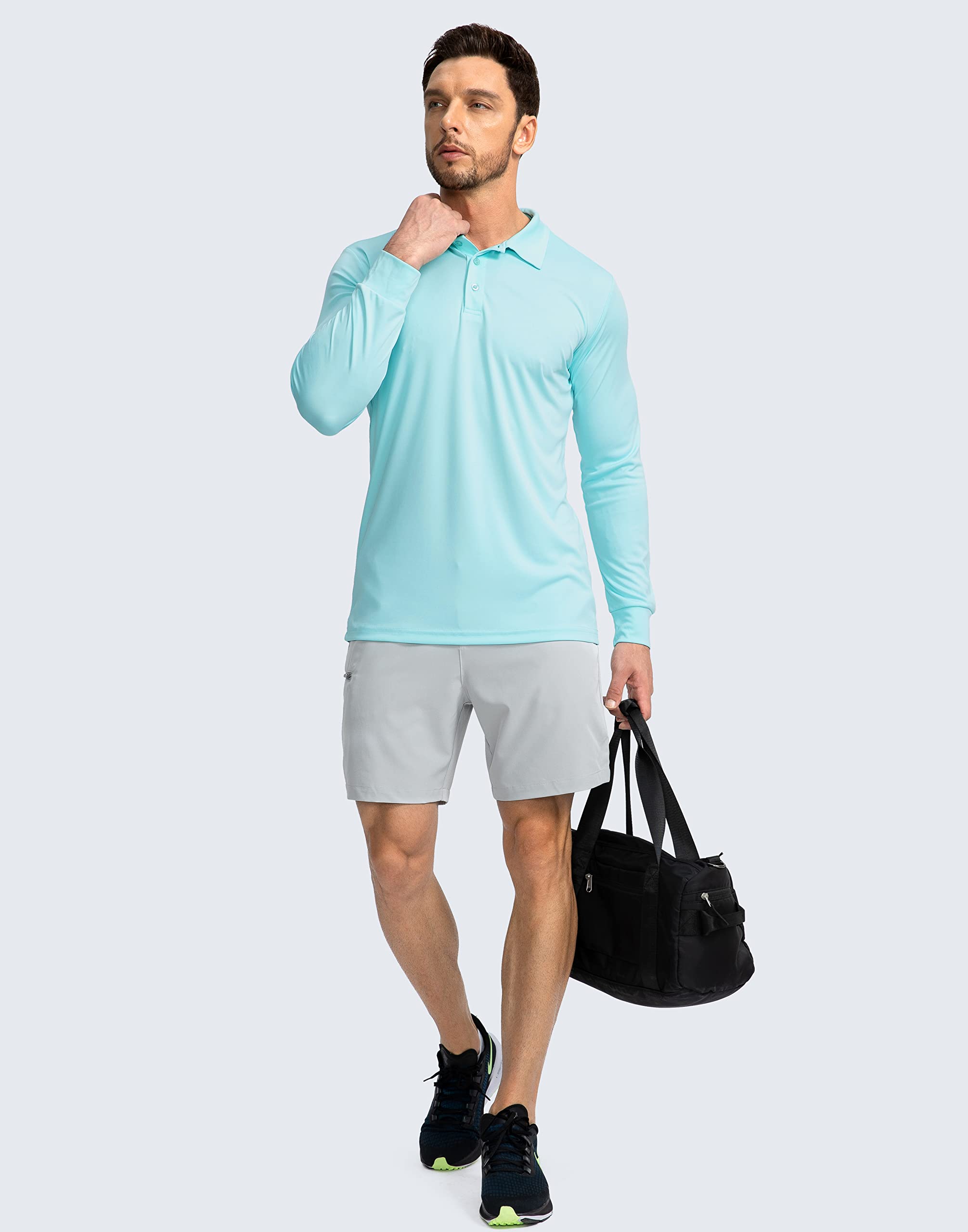 Men's Long Sleeve Polo Shirt - UPF 50+ Sun Protection Golf & Casual Shirt - Lightweight Moisture Wicking for Golf, Work, Fishing & Outdoor Activities