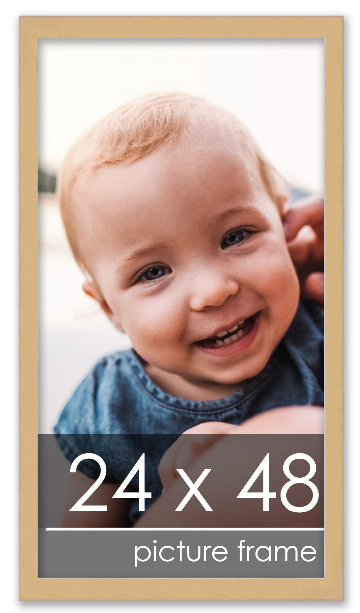 24x48 Natural Wood Picture Frame - Modern Minimalist Solid Wood Photo Frame with UV Acrylic, Foam Backing & Hanging Hardware - Perfect for Posters, Art Prints, Home & Office Decor