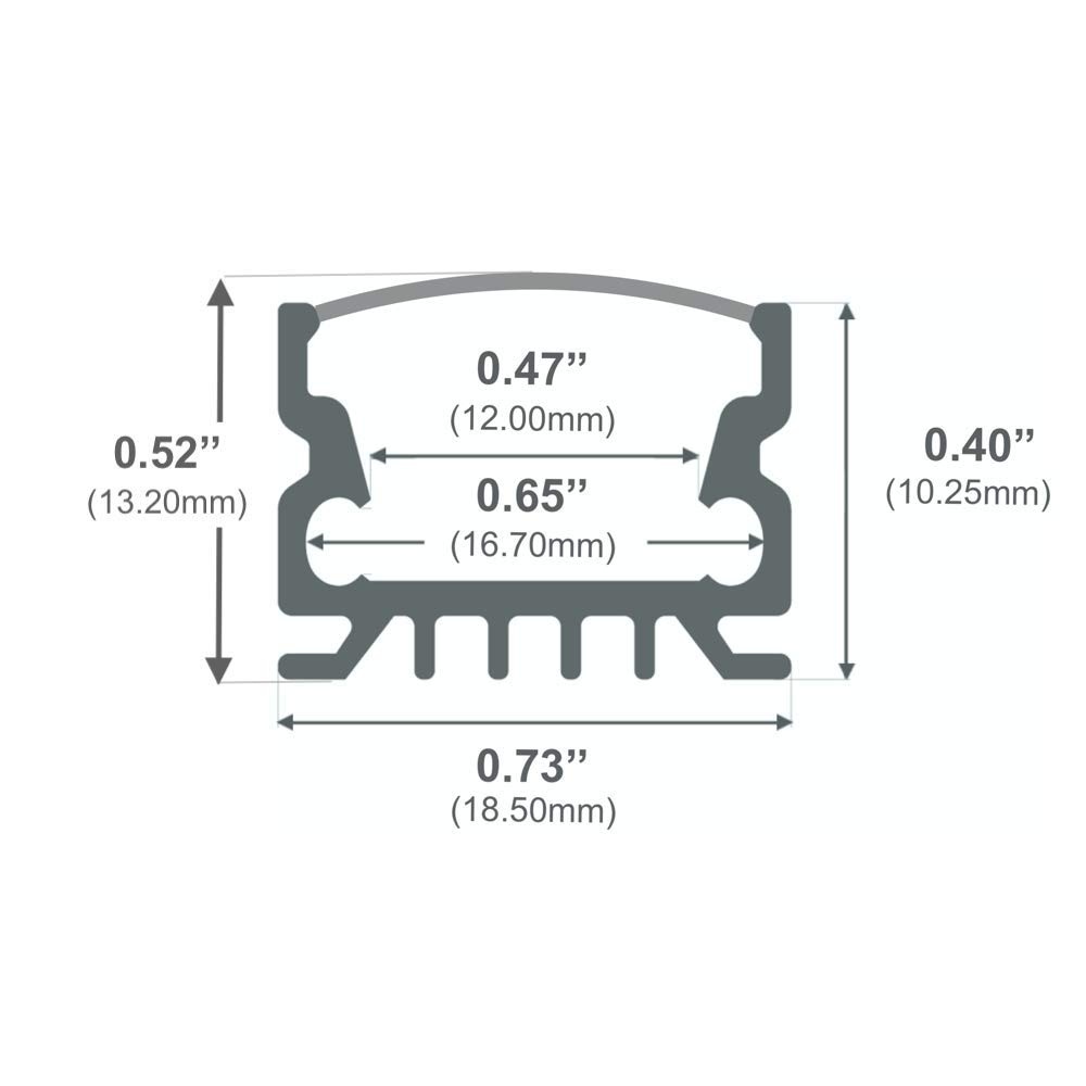 5-Pack 8ft (2.4Meter) U-Shaped LED Aluminum Channel with Frosted Flat Diffuser - 967 Series LED Profile Extrusion Kit with End Caps & Mounting Accessories for Home, Office and Commercial Lighting Installation