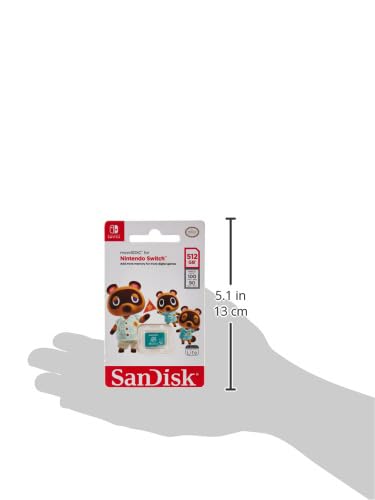 SanDisk 512GB MicroSDXC UHS-I Memory Card for Nintendo Switch - Animal Crossing Leaf Design | High-Speed Storage for Switch, Switch Lite & OLED | Perfect for Gaming, Photos & Videos