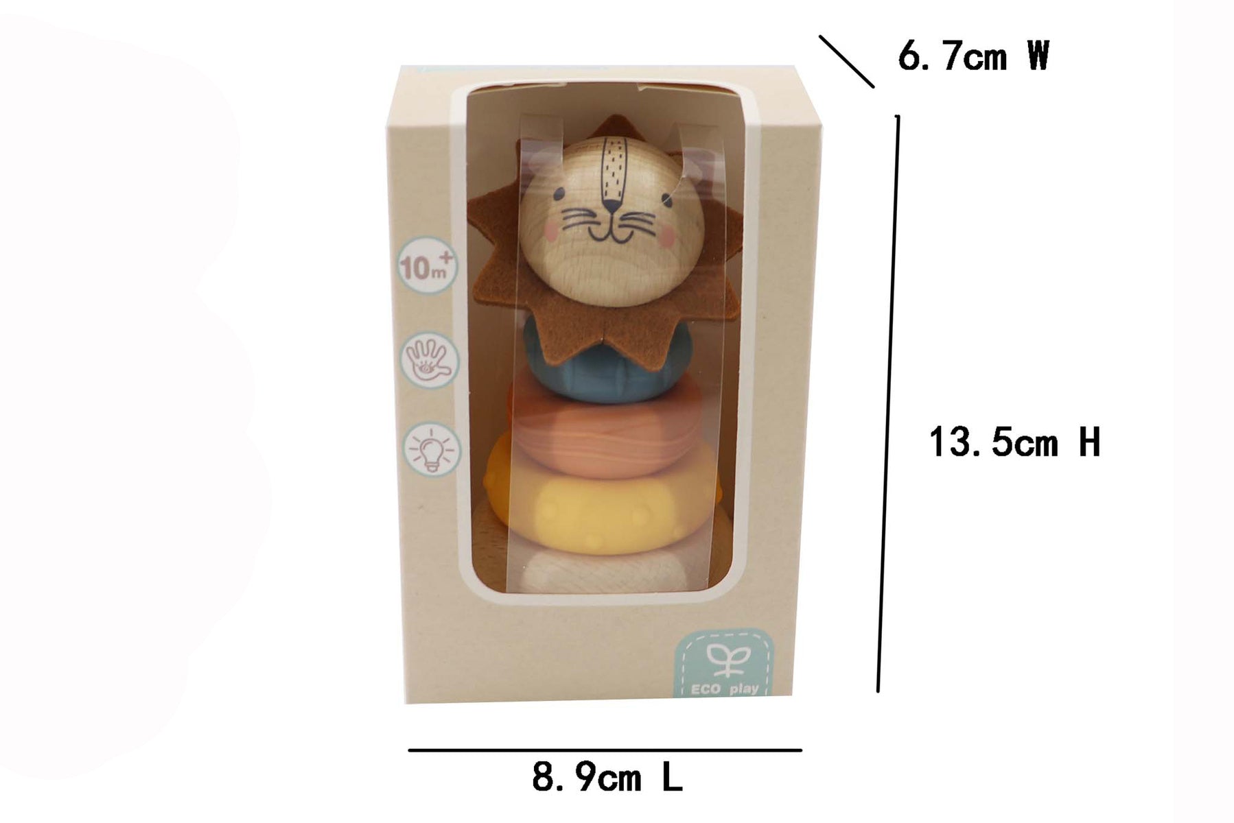 Eco-Friendly Wooden Ring Stacking Toy for Toddlers - Lion Design | Montessori Learning & Early Childhood Development | Perfect for Birthday Gifts & Playtime Activities