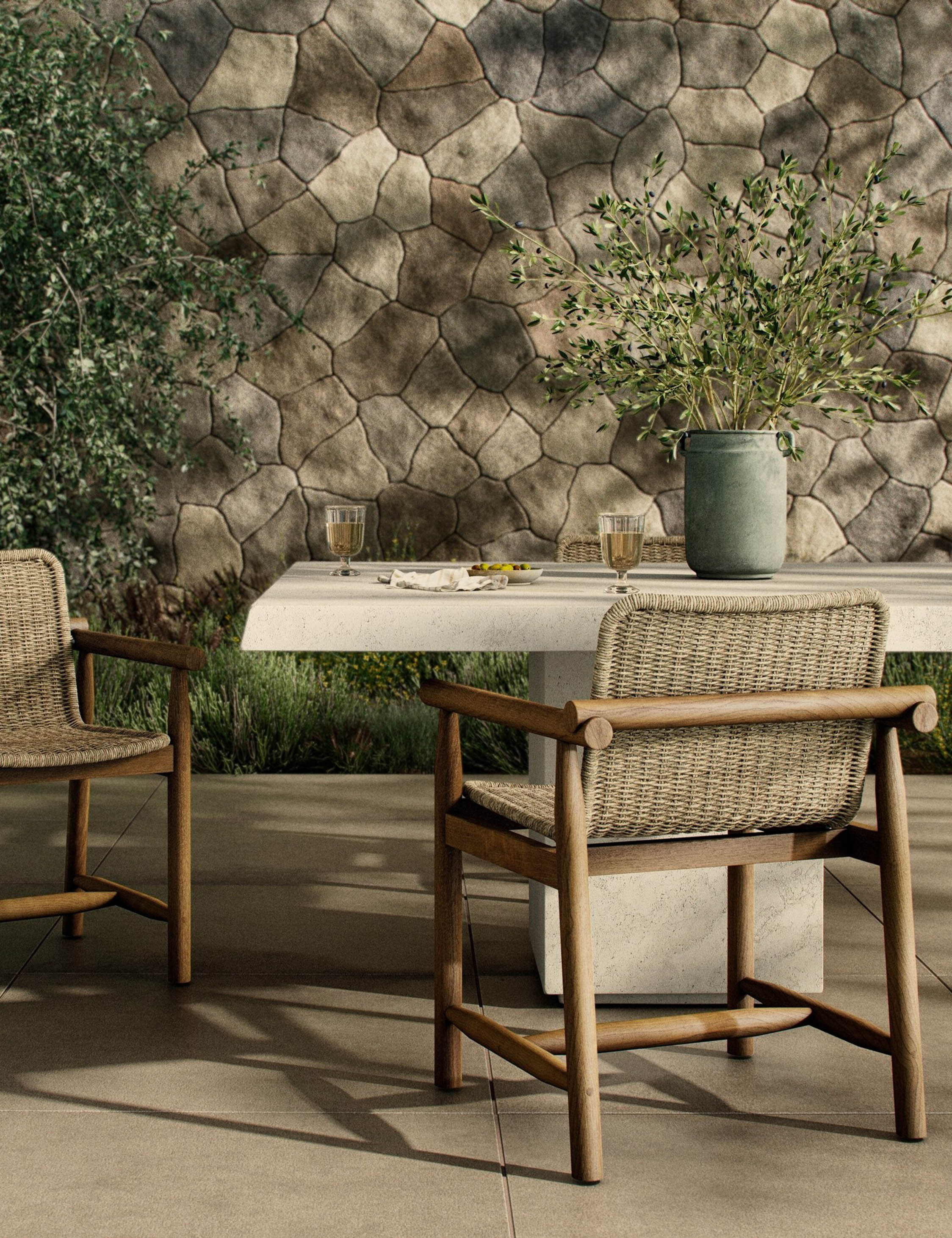 Amber Lewis x Four Hands Dume Indoor/Outdoor Dining Arm Chair - Stylish & Durable for Patio, Garden, and Restaurant Use