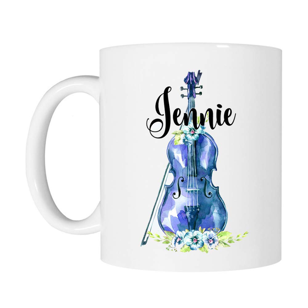 ALLEYMUG Personalized Violin Coffee Mug - 11OZ Ceramic Cup for Violin Teachers, Violinists & Music Lovers - Perfect Gift for Birthdays, Christmas & Music Appreciation - Ideal for Coffee, Tea & Hot Chocolate at Home, Office or Music Studio