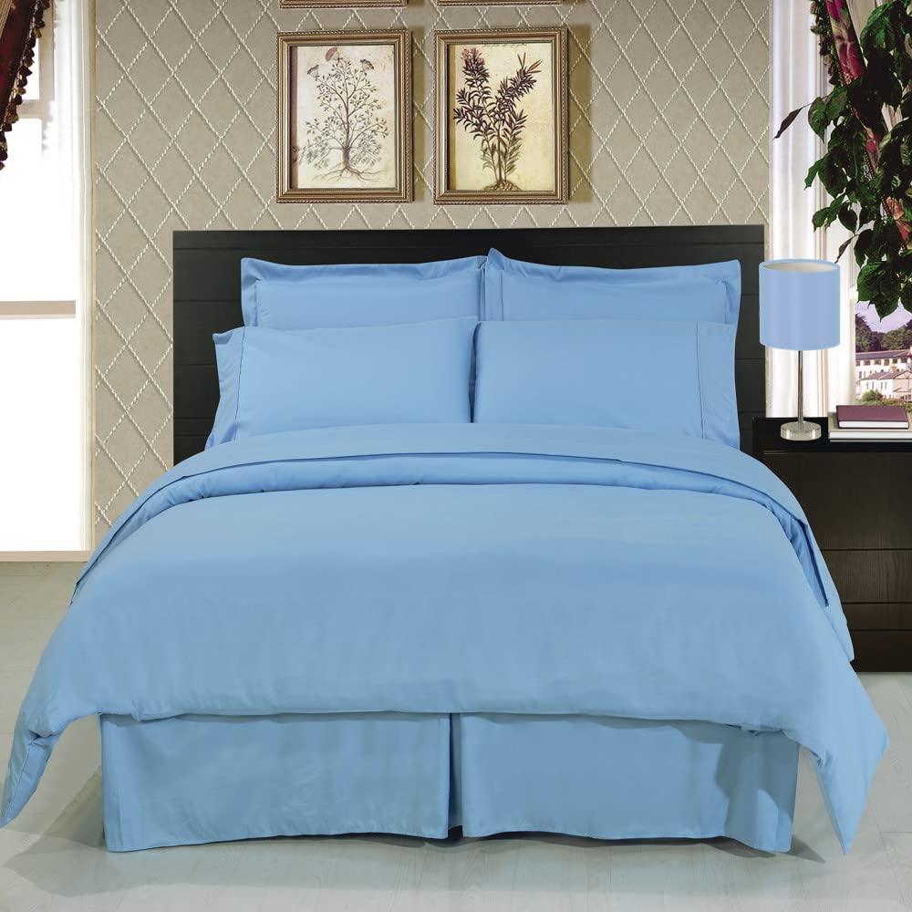 4-Piece Solid Blue Bedding Set - Full/Queen Size Ultra Soft Microfiber Comforter with 3PC Duvet Cover & 1PC Down Alternative Comforter Insert | Perfect for Master Bedroom, Guest Room & Cozy Home Decor
