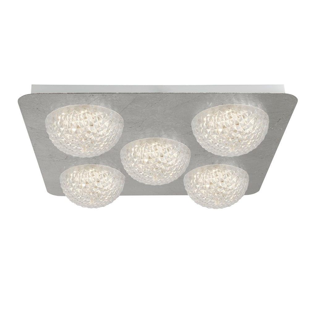 Celestia 5-Light LED Flush Mount Ceiling Fixture - Silver Leaf & Acrylic Design - Perfect for Living Room, Bedroom, or Hallway Lighting