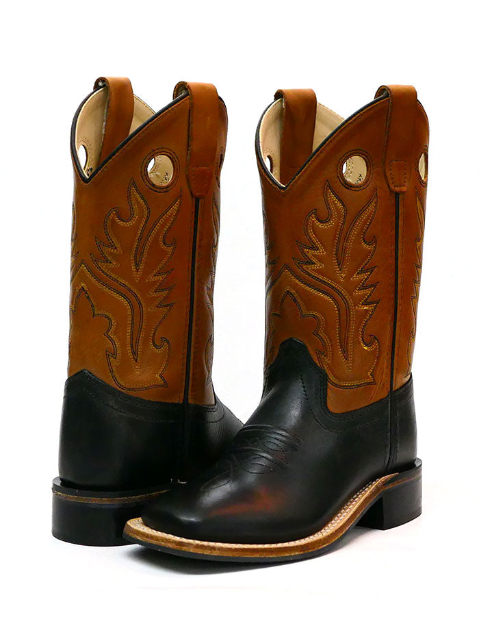 Old West BSC1810 BSY1810 Kids Western Boots - Genuine Calf Leather Square Toe Cowboy Boots in Tan | Perfect for Rodeo, Horse Riding & Country Style Outfits