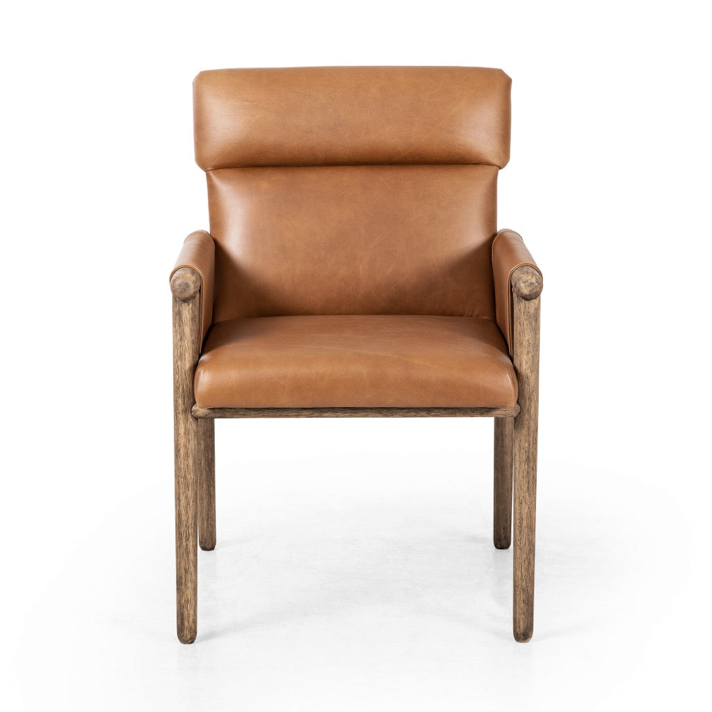 Almada Modern Dining Armchair - Valencia Camel Upholstered Accent Chair for Kitchen, Dining Room, or Office - Comfortable & Stylish Seating Solution