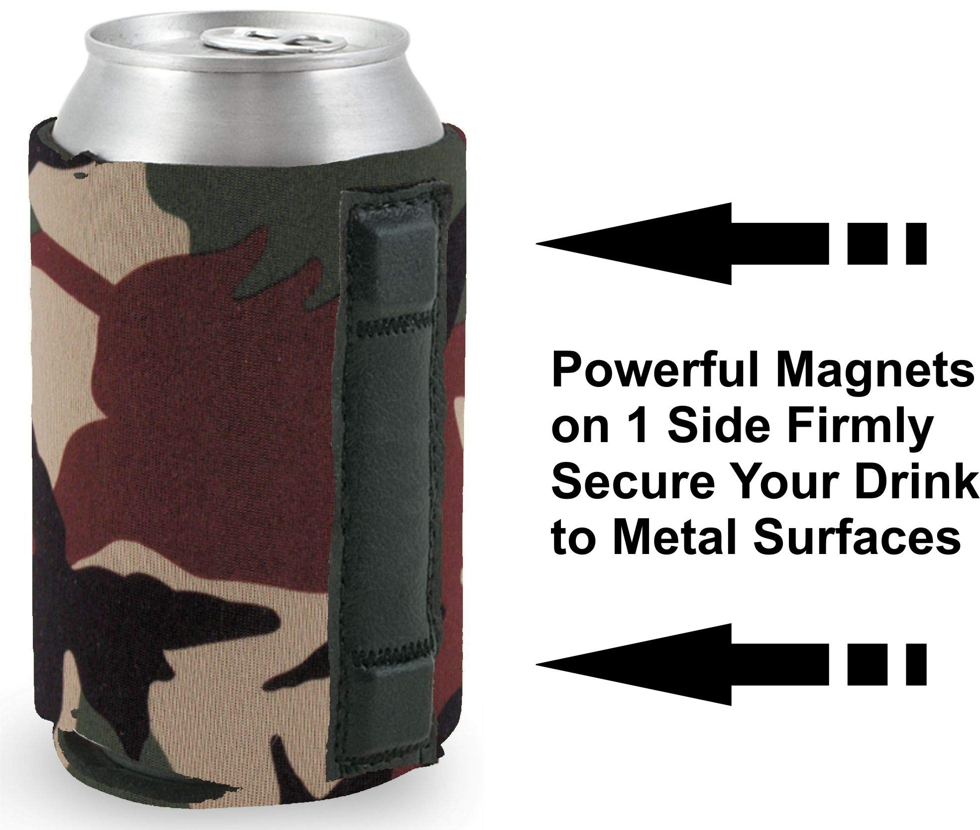 Trophy Husband Magnetic Can Coolie (2 Pack, Camo) - Insulated Beer Koozie for Outdoor, Camping, BBQ & Tailgating - Funny Gifts for Men