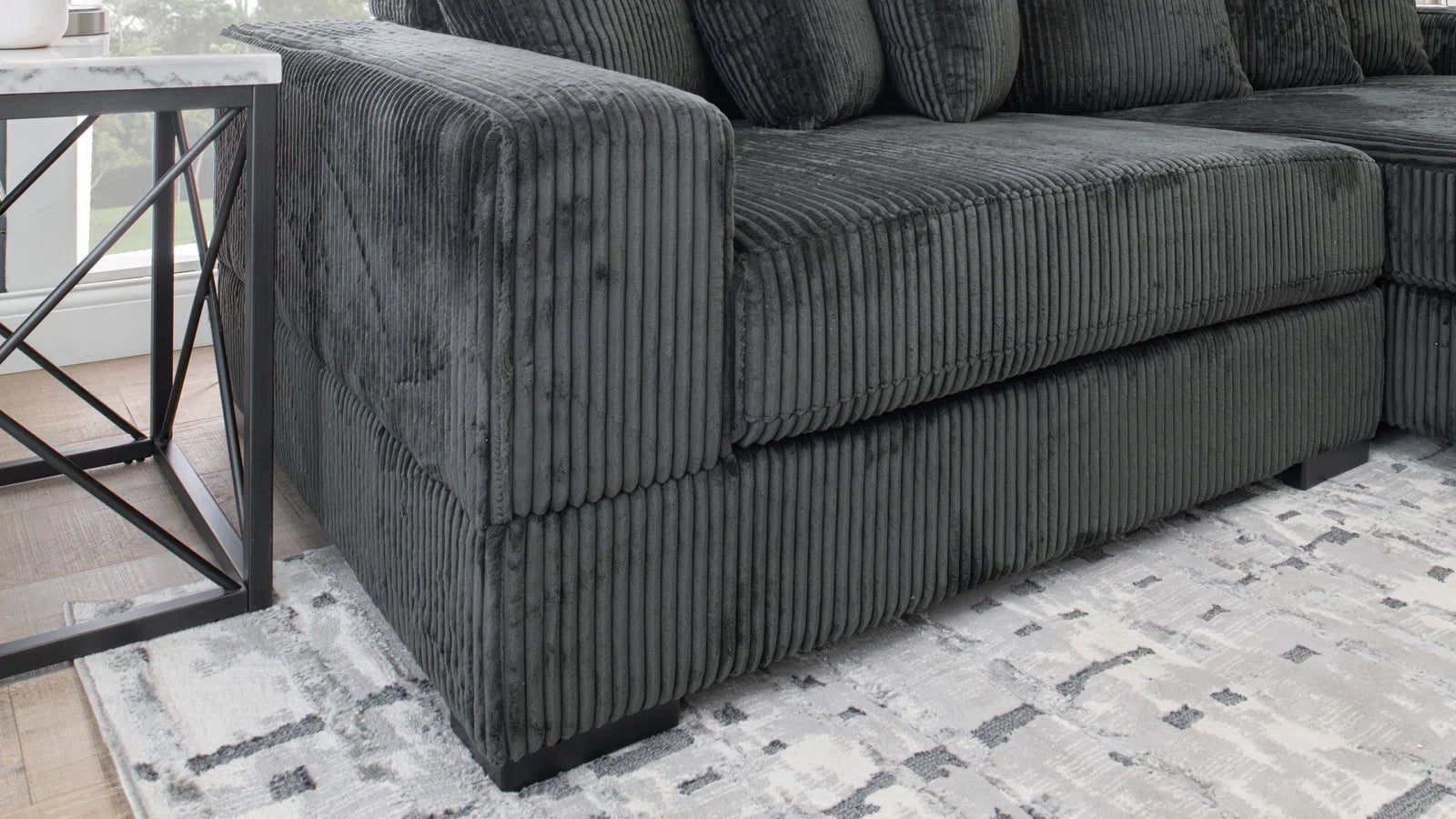 2-Piece Corduroy Sectional Sofa Set - Modern Velvet Living Room Couch with Chaise | Comfortable L-Shaped Sofa for Small Spaces, Apartments & Cozy Home Decor