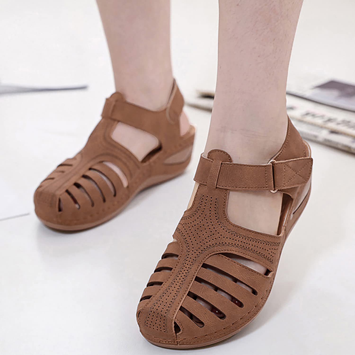 SHIBEVER Women's Wedge Sandals - Comfortable Closed Toe Platform Sandals for Women, Dressy Summer Wedge Heels Size 5-11 | Perfect for Beach, Vacation, and Casual Outings