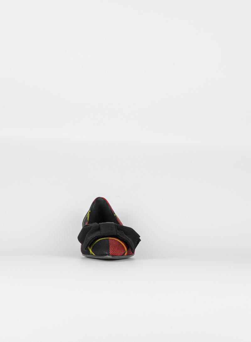 Prada Ballerine Flats in Red Tartan with Bow - Size 36.5 | Elegant Women's Loafers for Office, Parties & Casual Wear